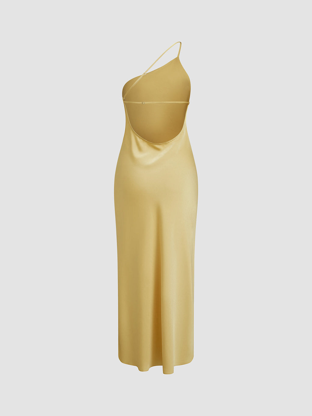Moonlight Sırt Dekolteli Saten Yırtmaçlı Uzun Elbise
