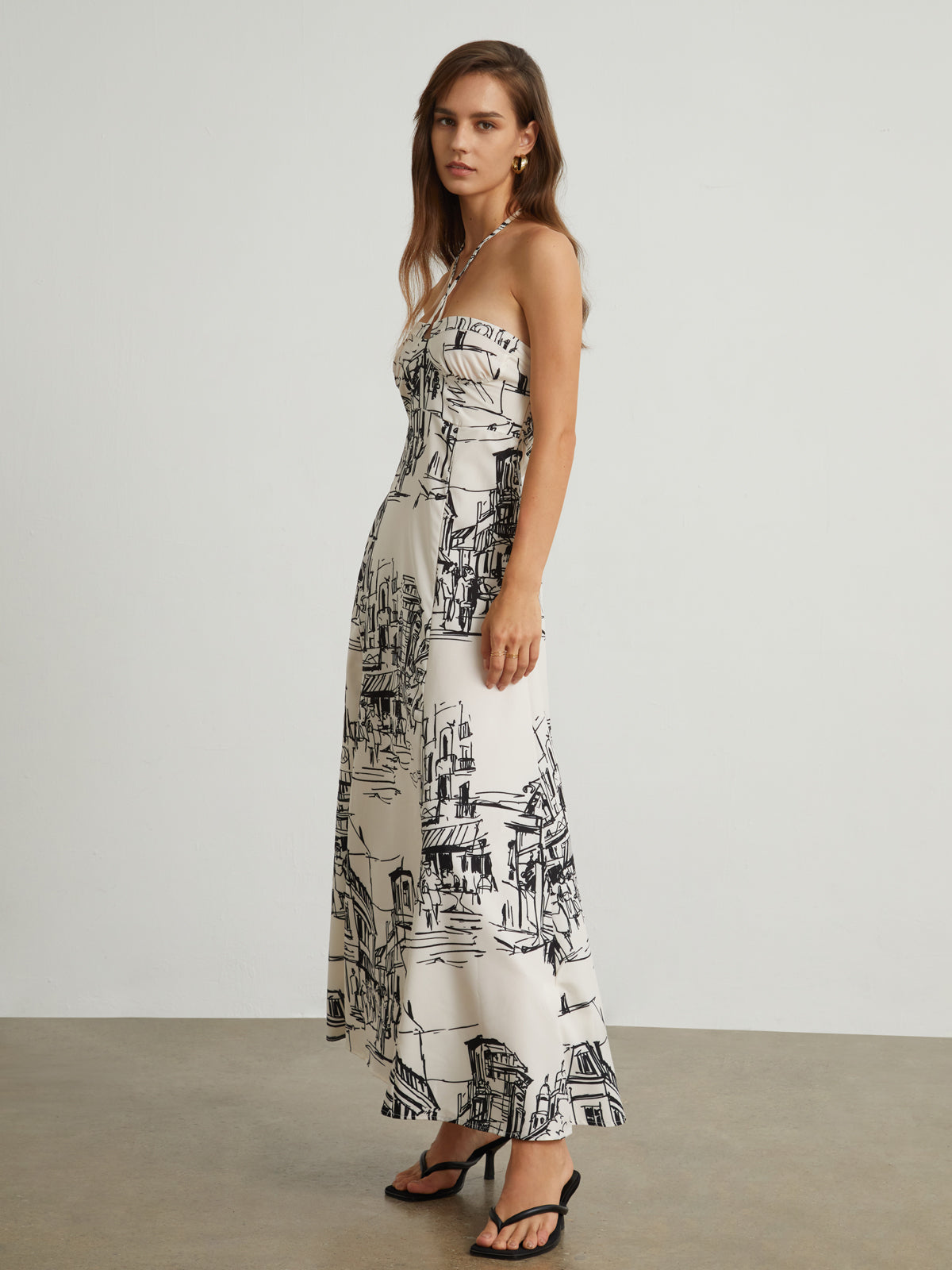 Paris Street Halter Yaka Uzun Elbise