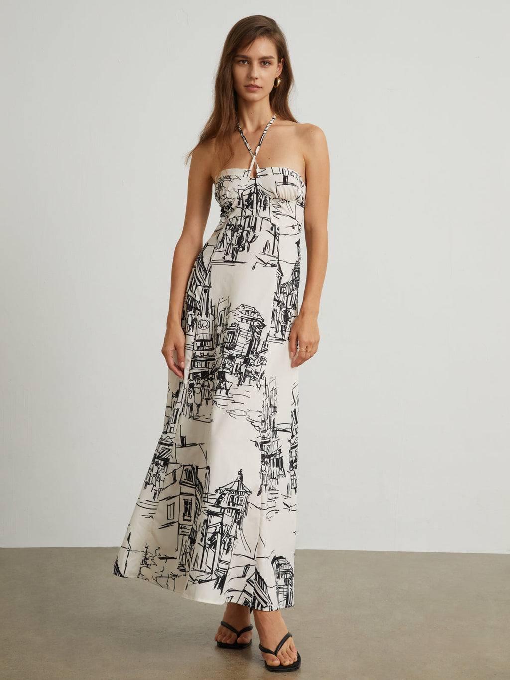 Paris Street Halter Yaka Uzun Elbise