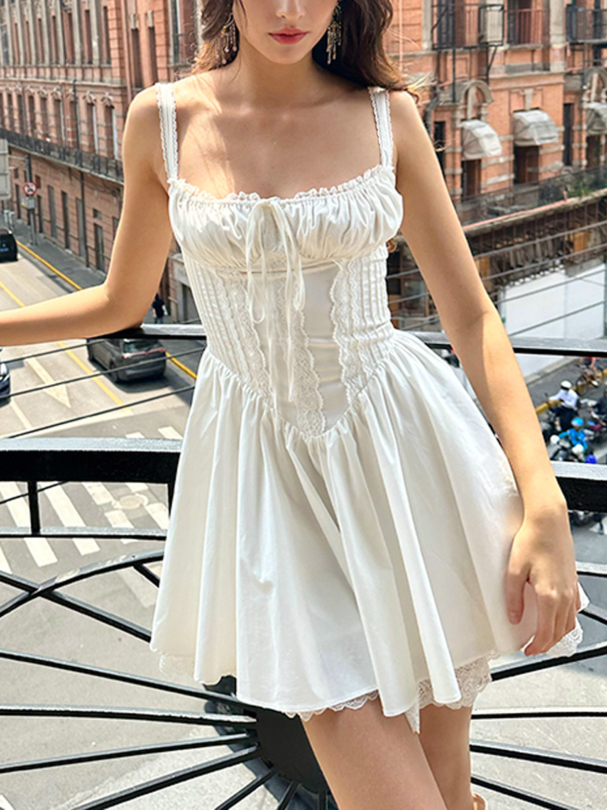 Coastal Cowgirl Dantel Biyeli Korse Mini Elbise
