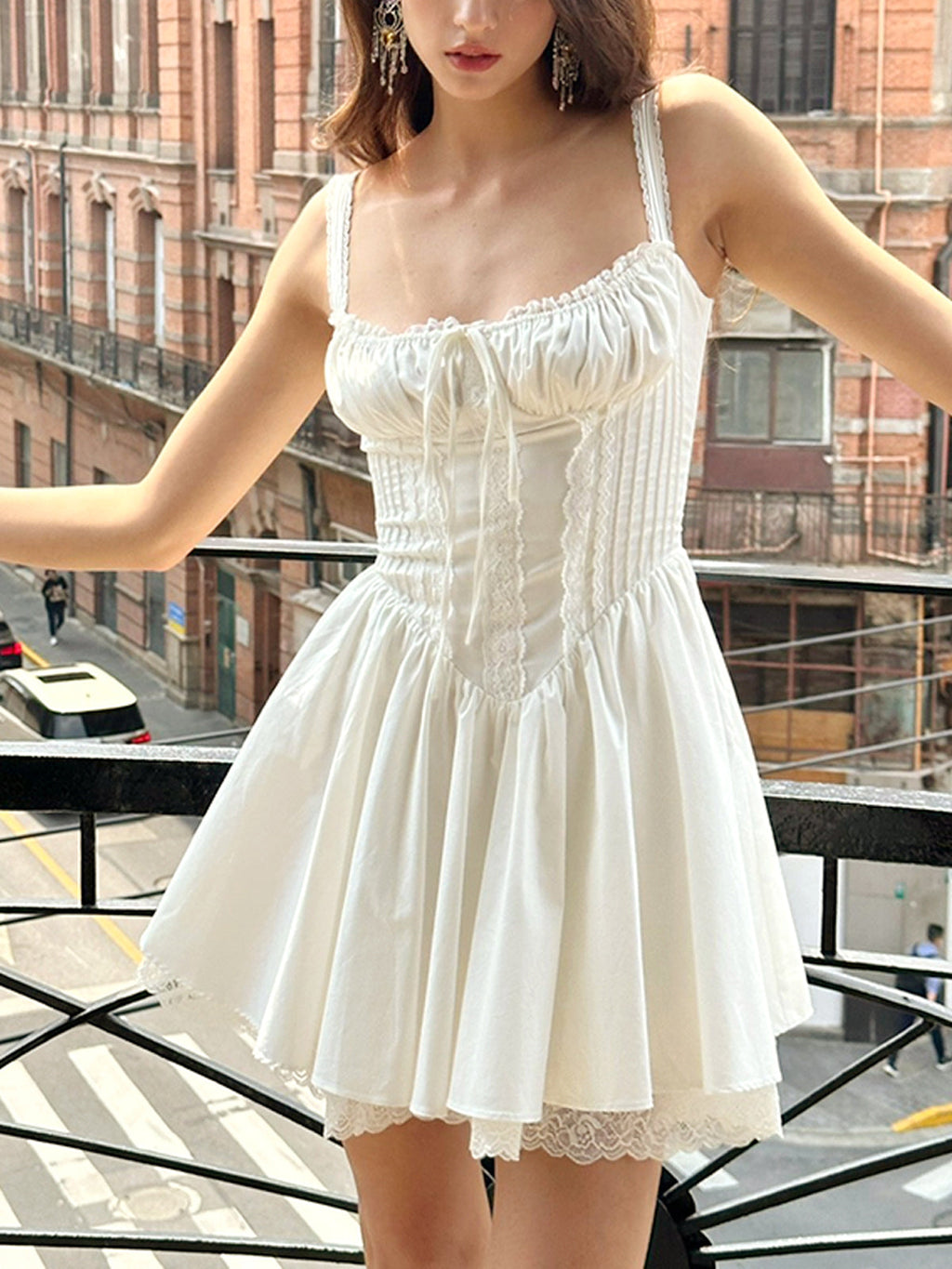 Coastal Cowgirl Dantel Biyeli Korse Mini Elbise