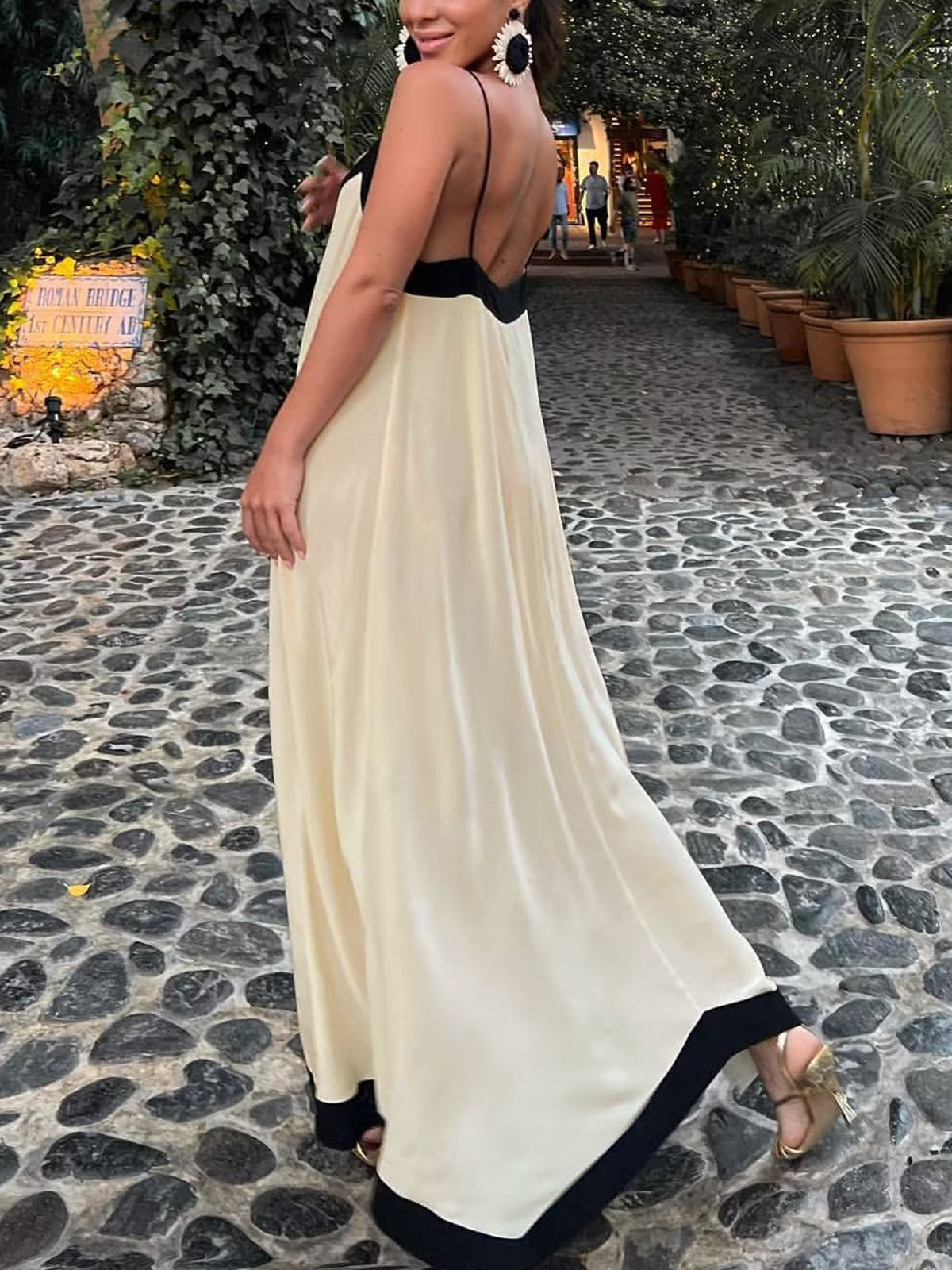 Sicily Old Money Estetiği Askılı Uzun Elbise