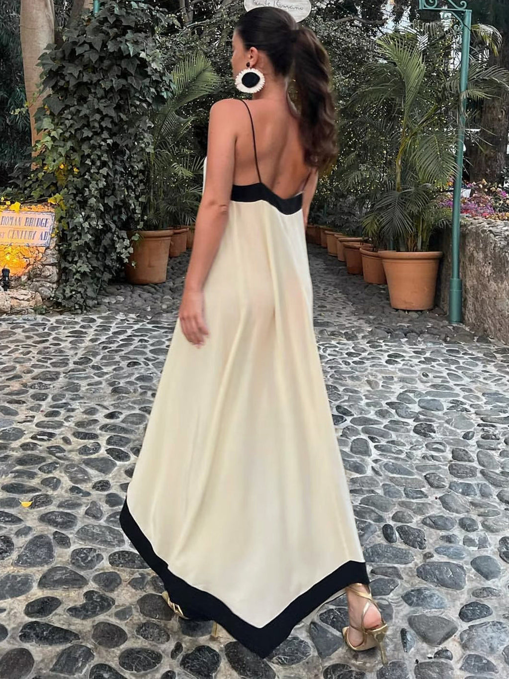 Sicily Old Money Estetiği Askılı Uzun Elbise