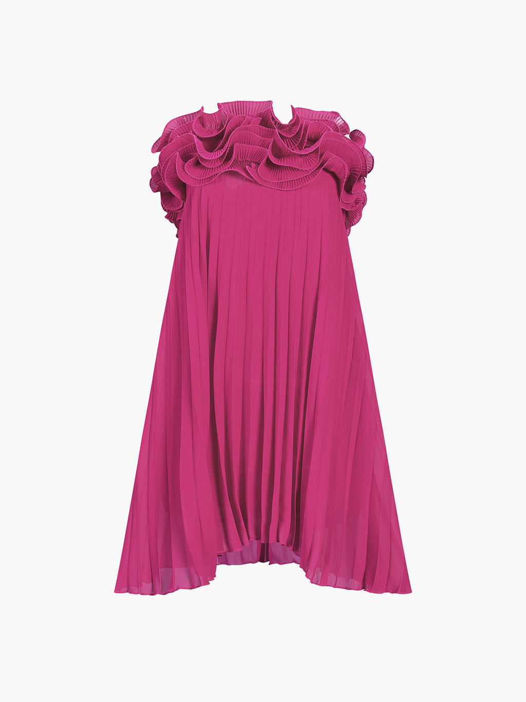 File Rosette Tube Pleat Mini Elbise