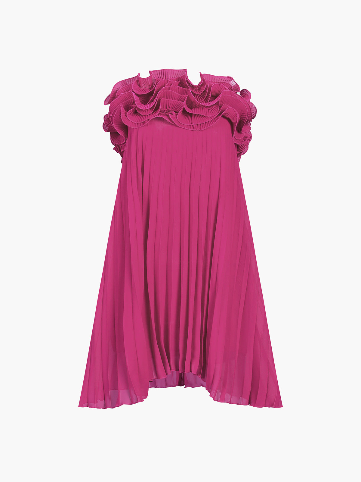 File Rosette Tube Pleat Mini Elbise