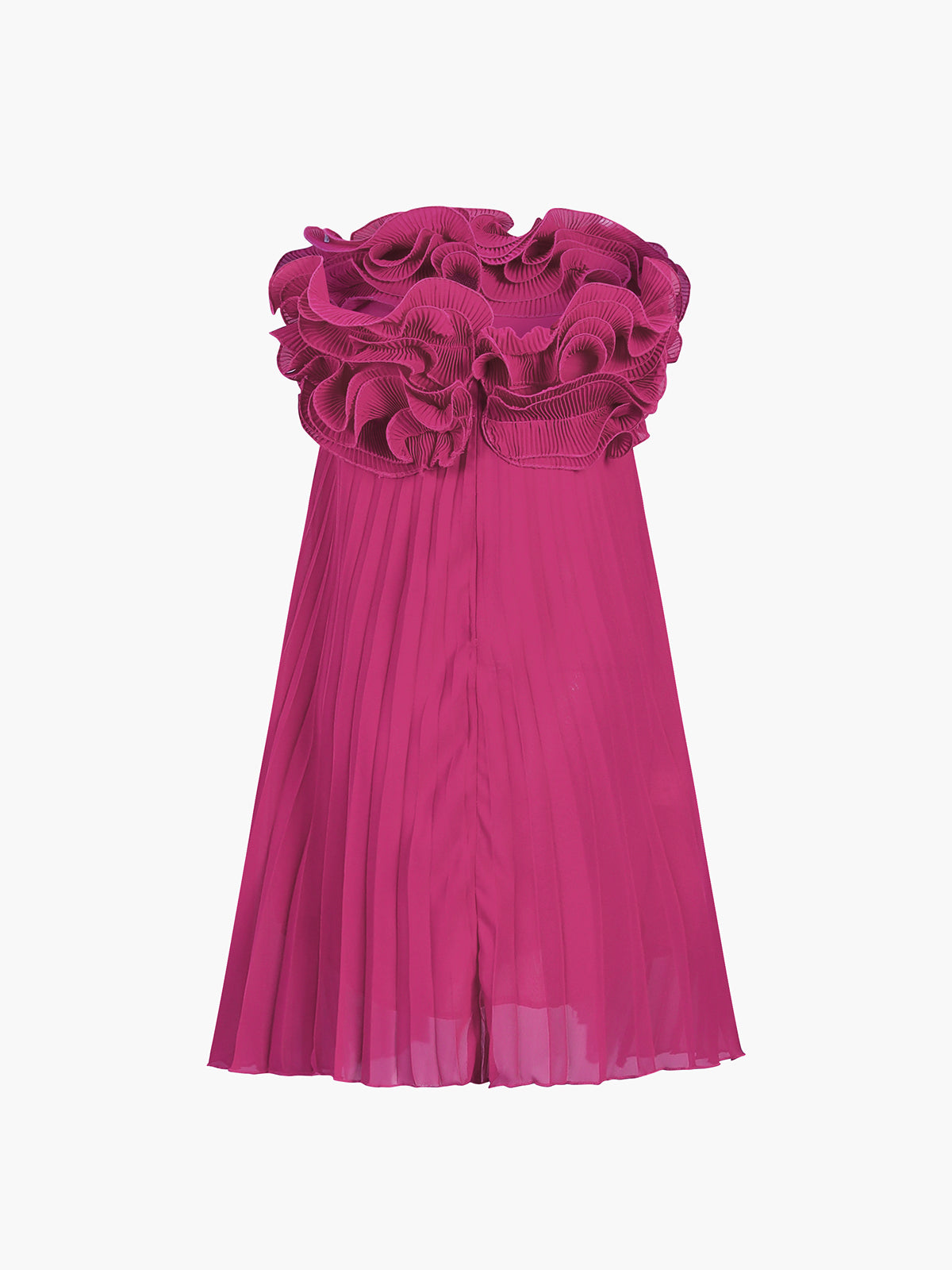 File Rosette Tube Pleat Mini Elbise