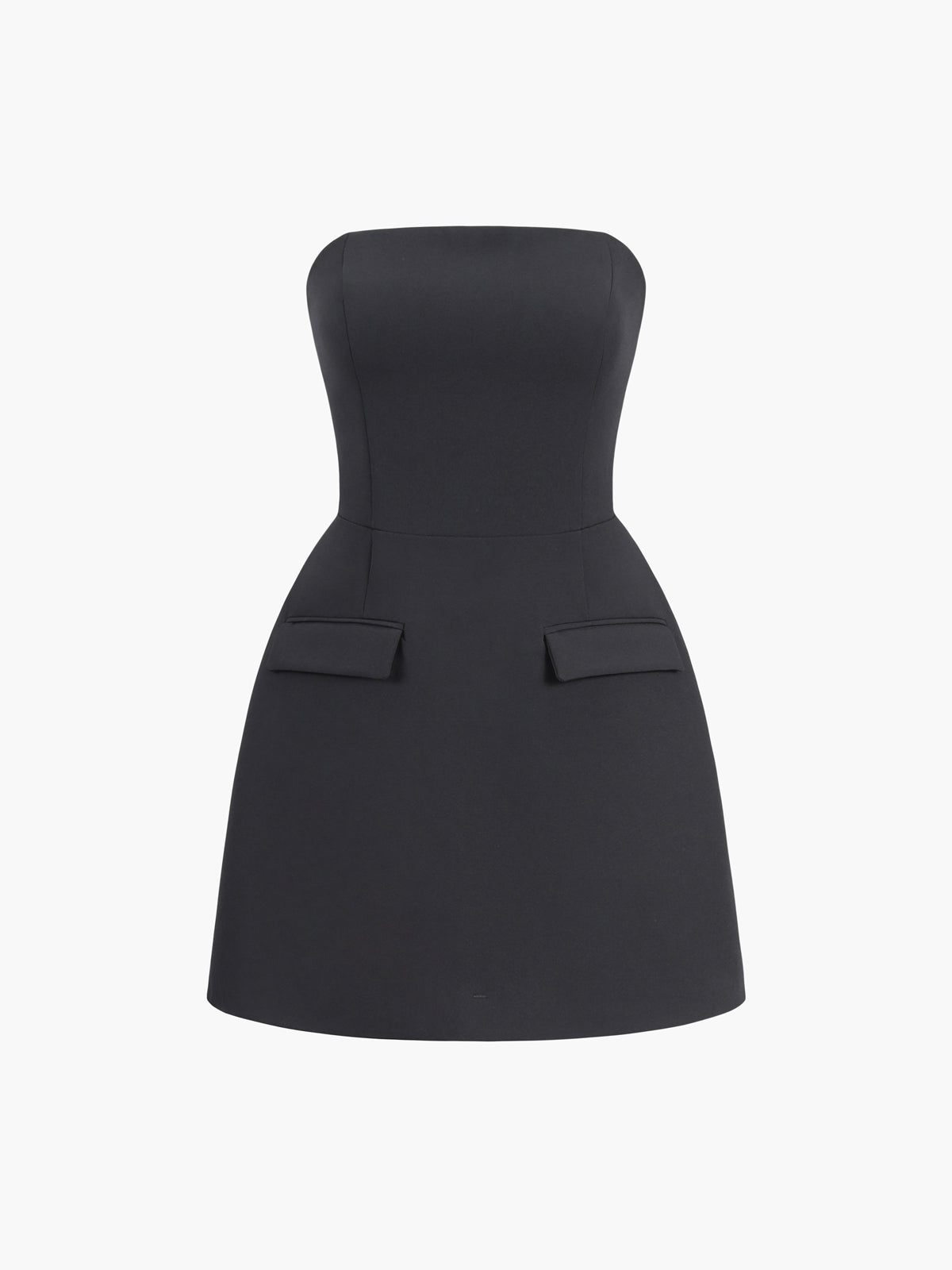 Düz Renk Straplez Mini Elbise