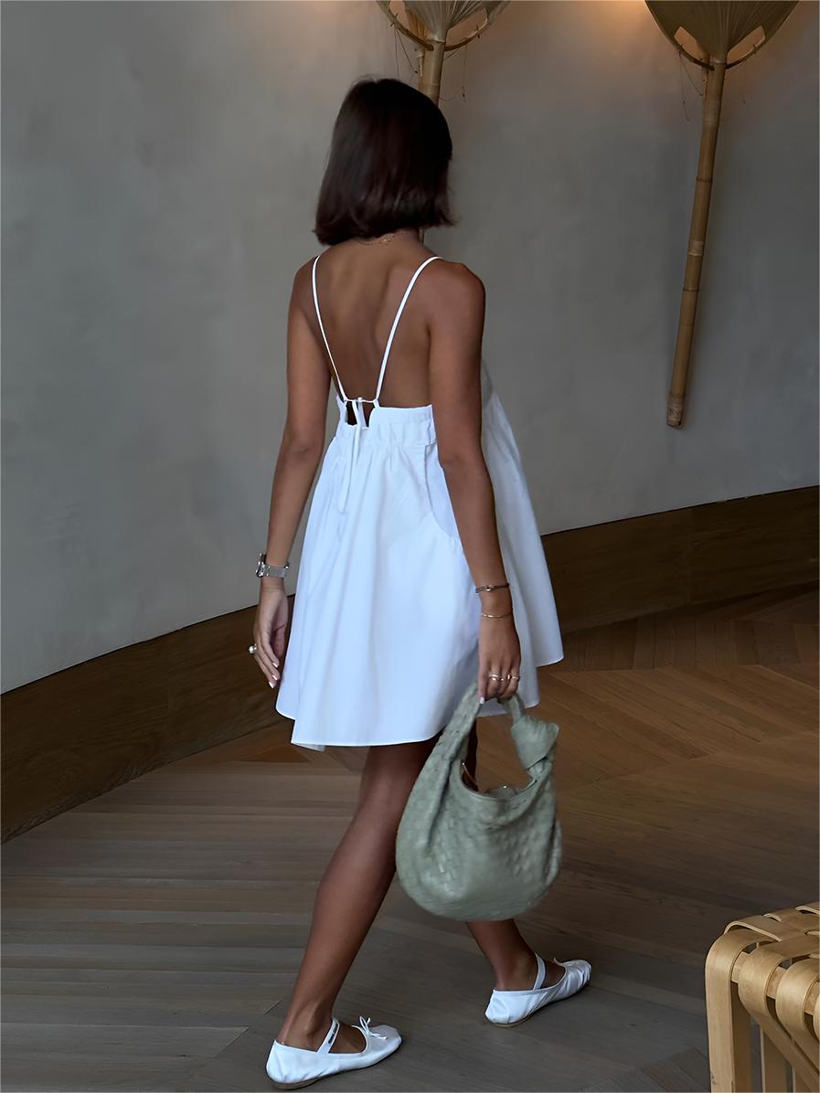 Serendipity Büzgülü Cepli İnce Askılı Mini Elbise