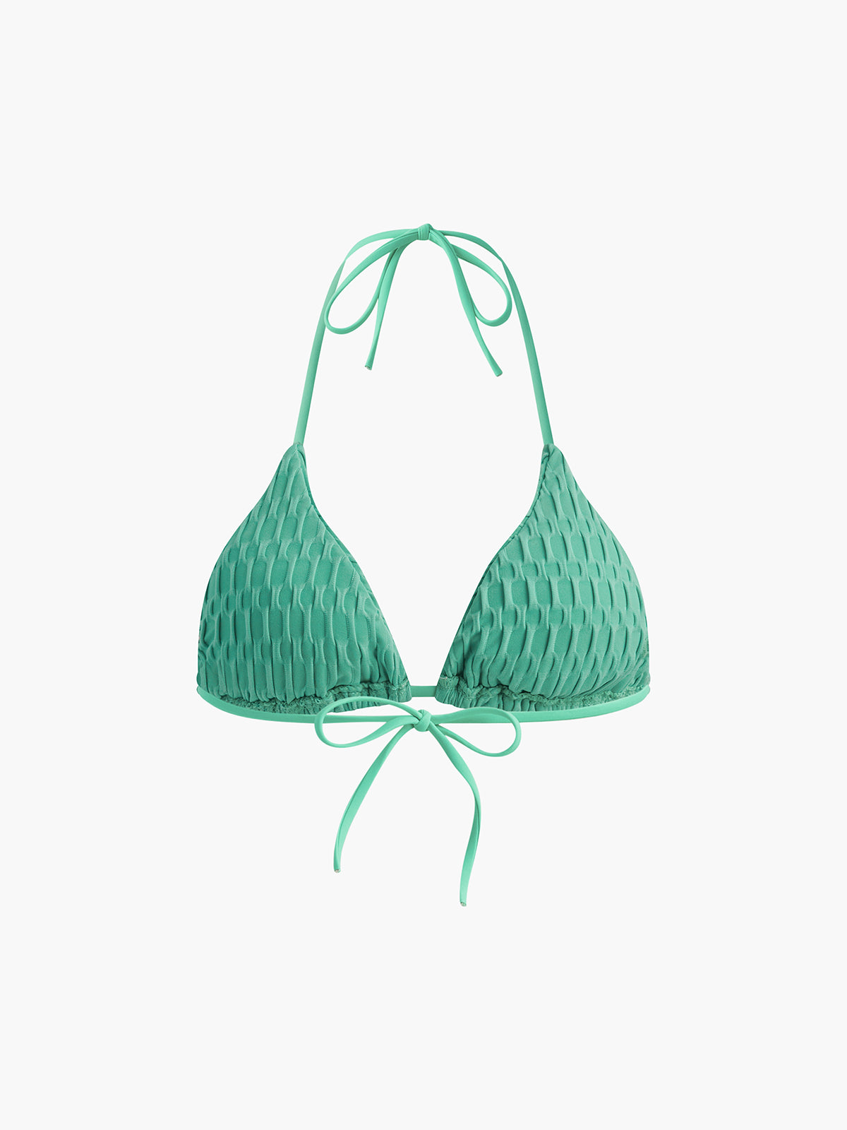 Düz Renk Halter Yaka Düğümlü Bikini Seti