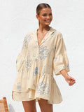 Oversize Sun Desenli Mini Elbise