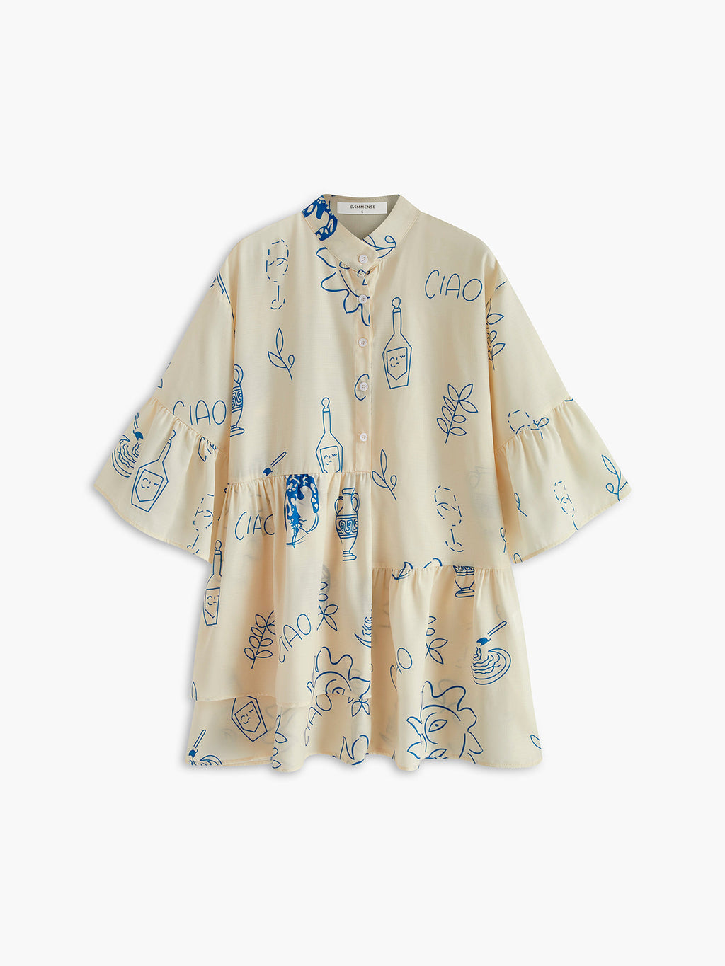Oversize Sun Desenli Mini Elbise