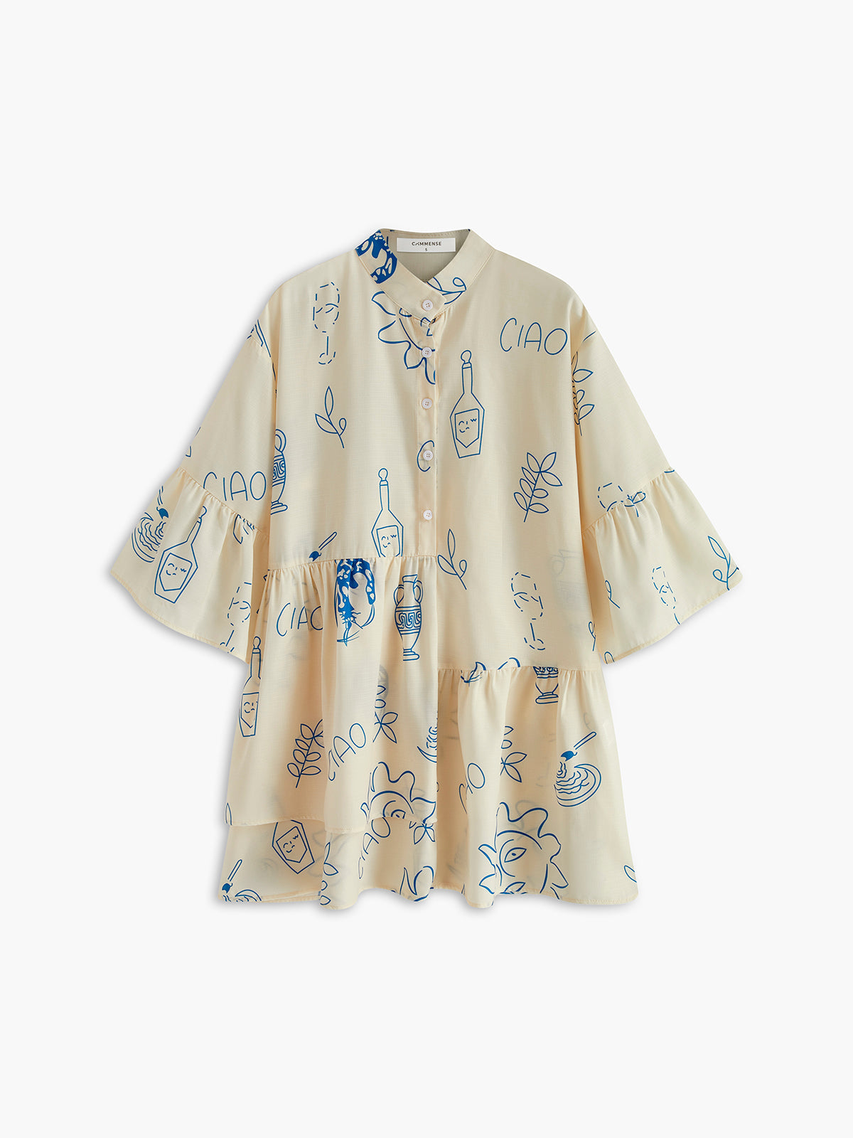 Oversize Sun Desenli Mini Elbise