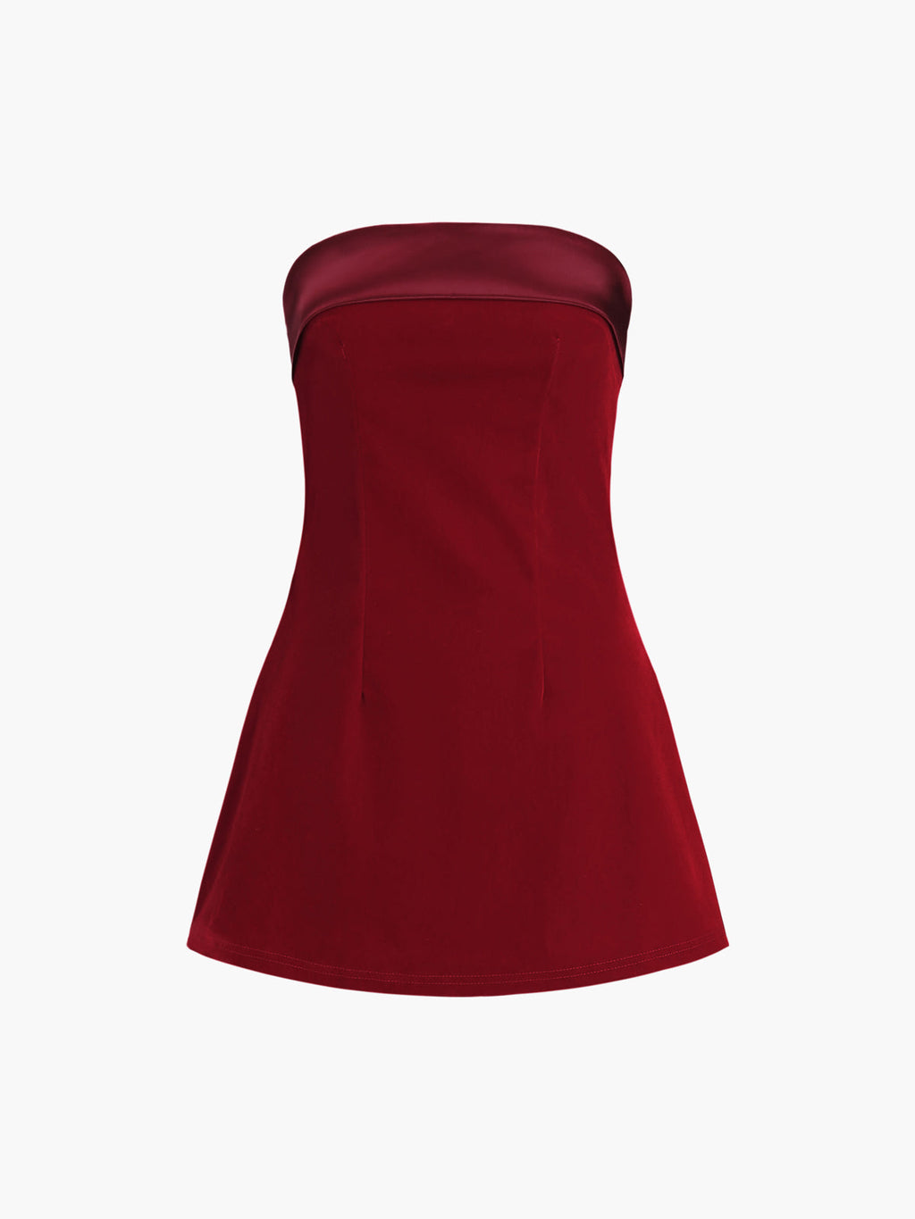 Saten Kadife Straplez Mini Elbise