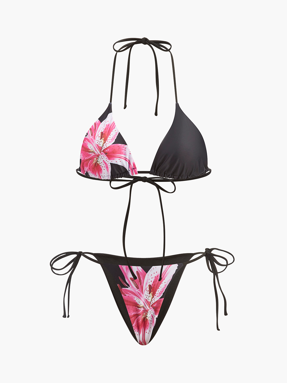 Çiçek Desenli File Etekli Bikini Seti