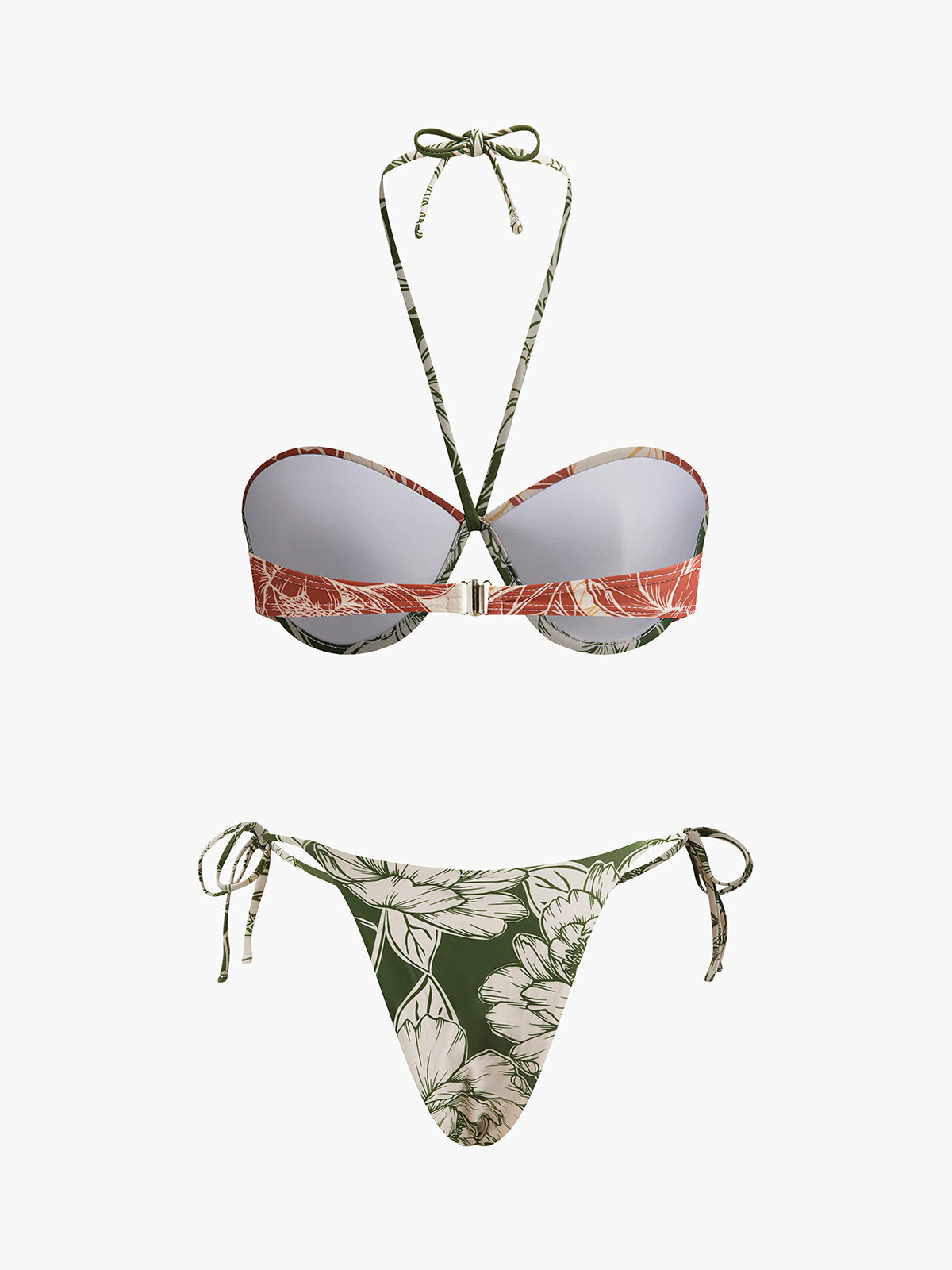 Çiçek Desenli Bağlamalı Yan Etek Bikini Seti