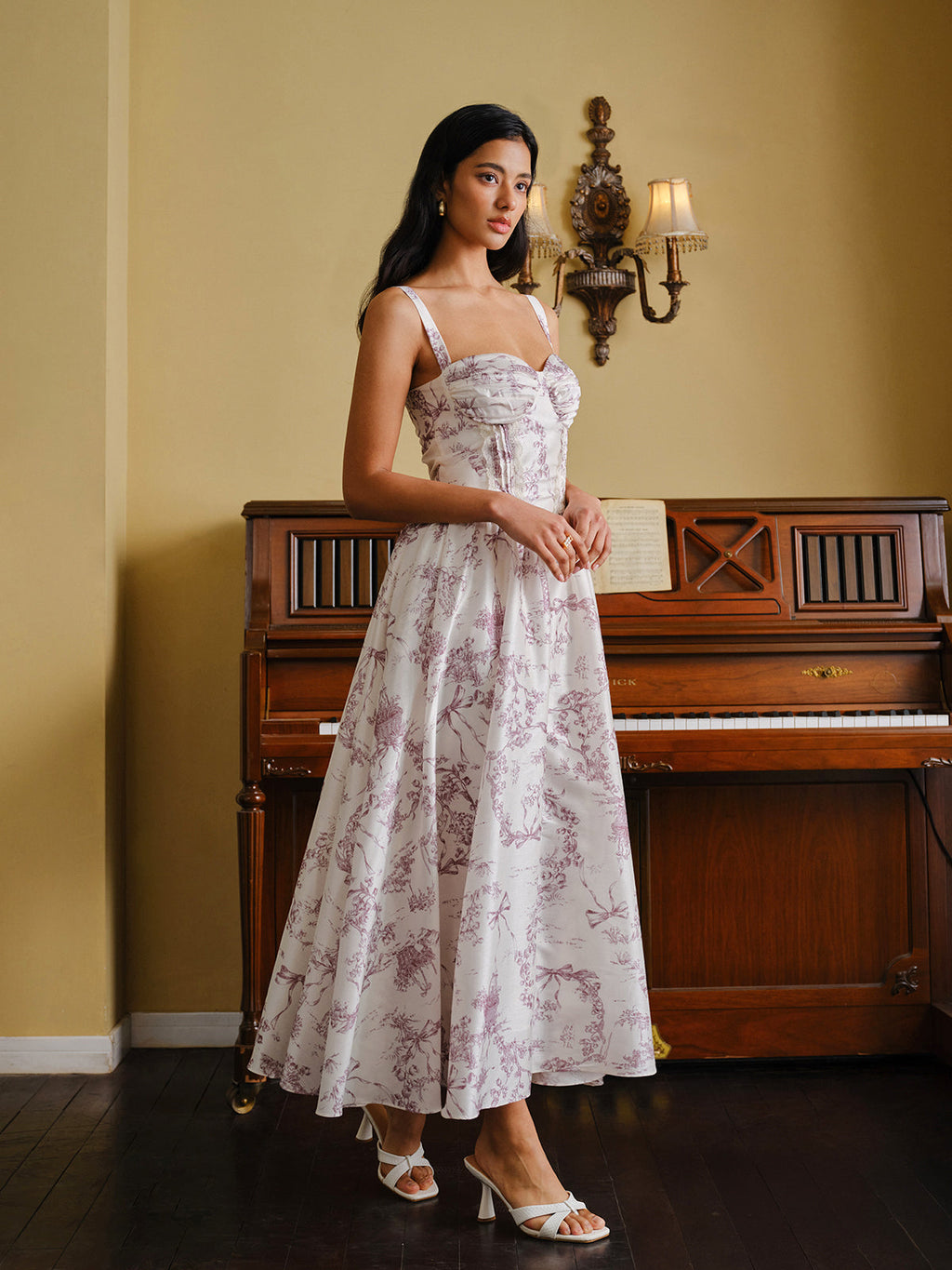 Toile Desenli Korse Elbise