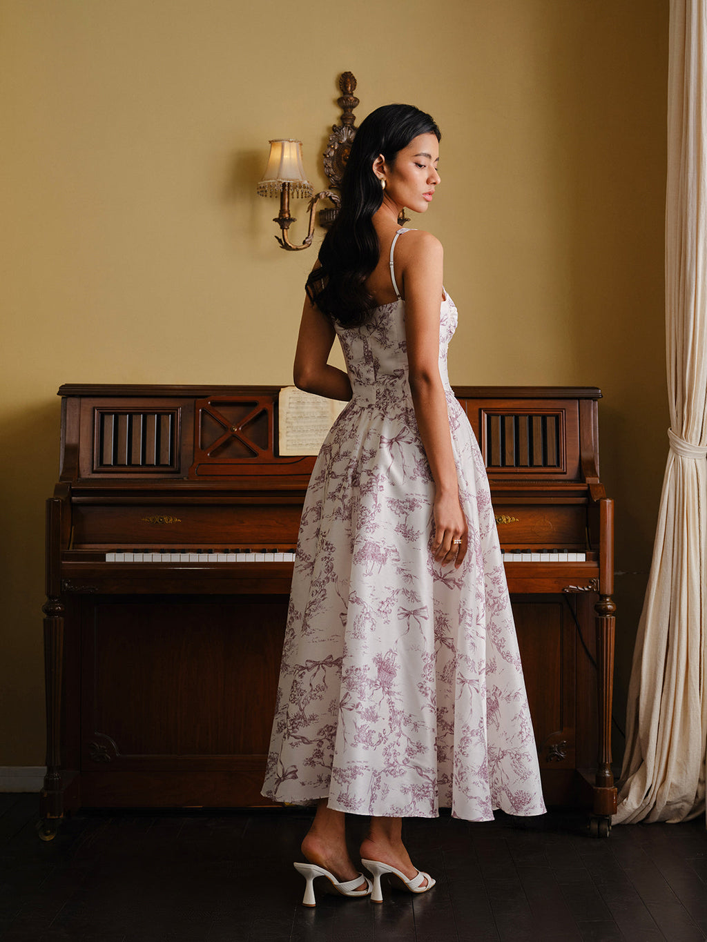 Toile Desenli Korse Elbise