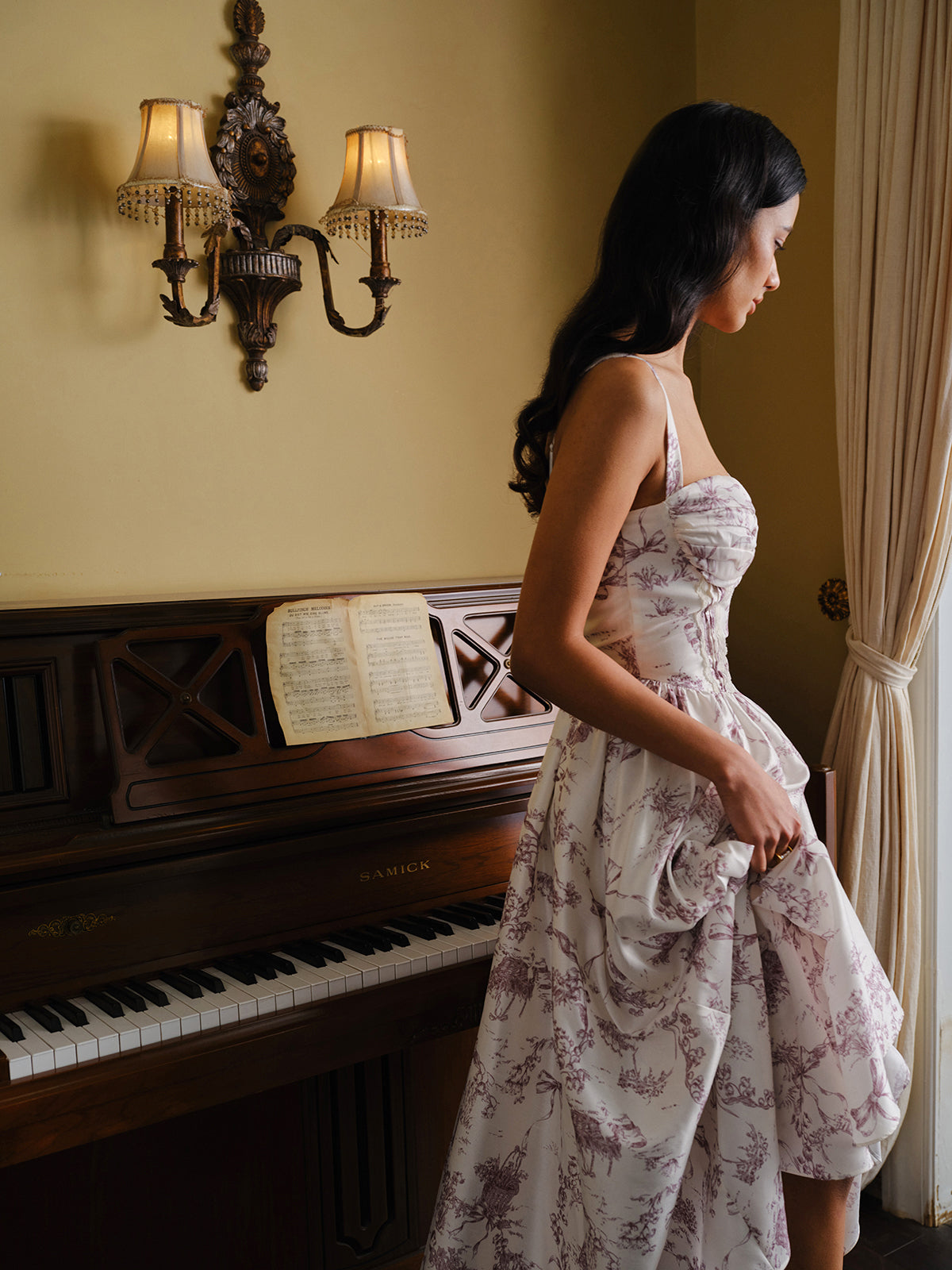 Toile Desenli Korse Elbise
