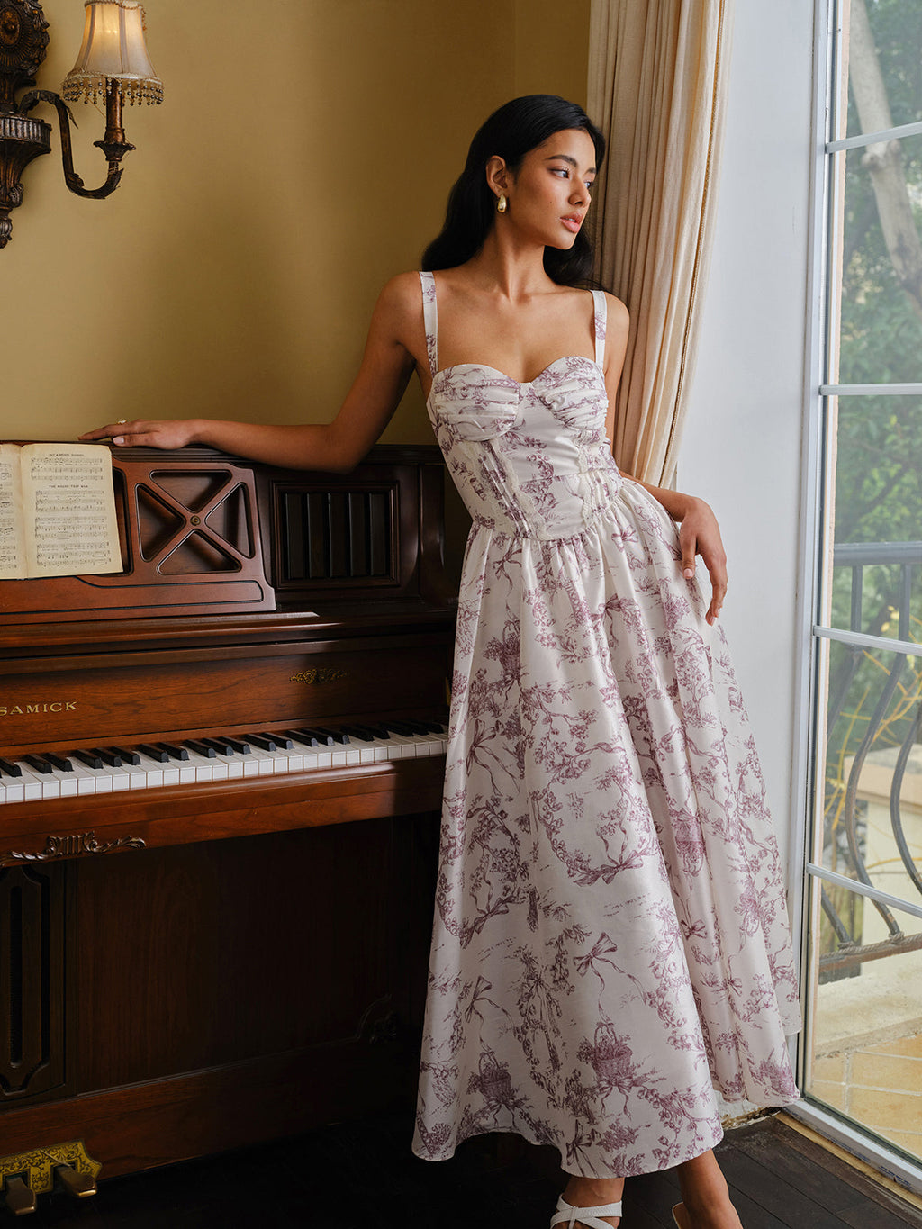 Toile Desenli Korse Elbise