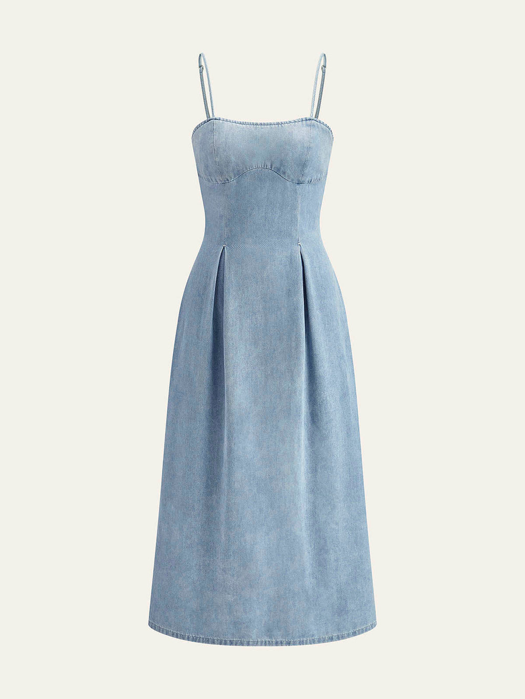 Minimalist Fermuarlı Denim Elbise