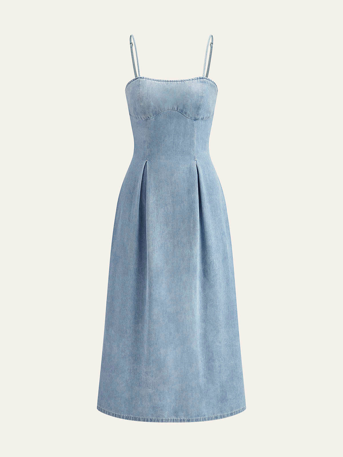 Minimalist Fermuarlı Denim Elbise