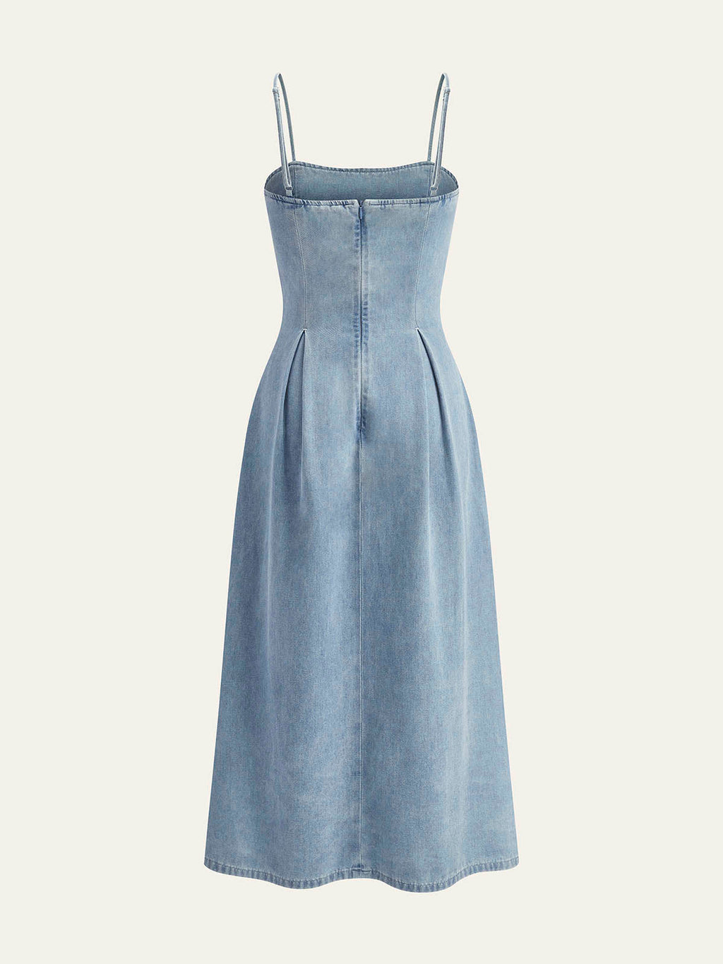 Minimalist Fermuarlı Denim Elbise
