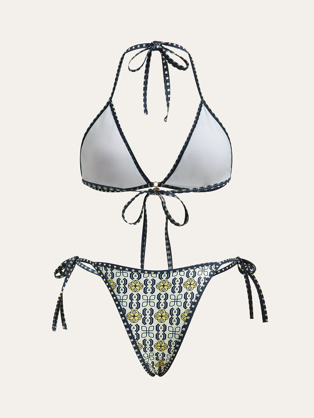 Desenli Halter Yaka Bikini Seti