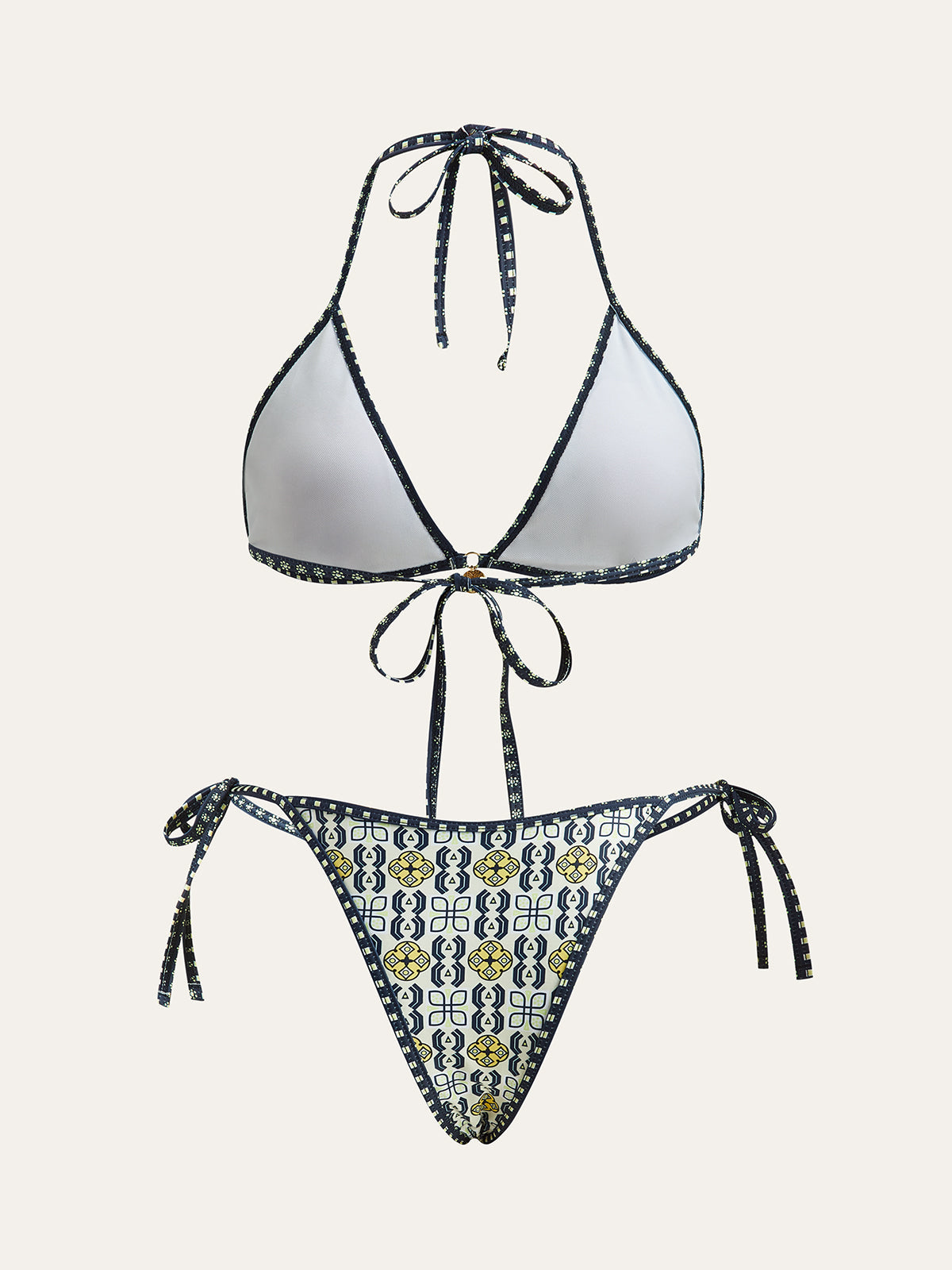 Desenli Halter Yaka Bikini Seti
