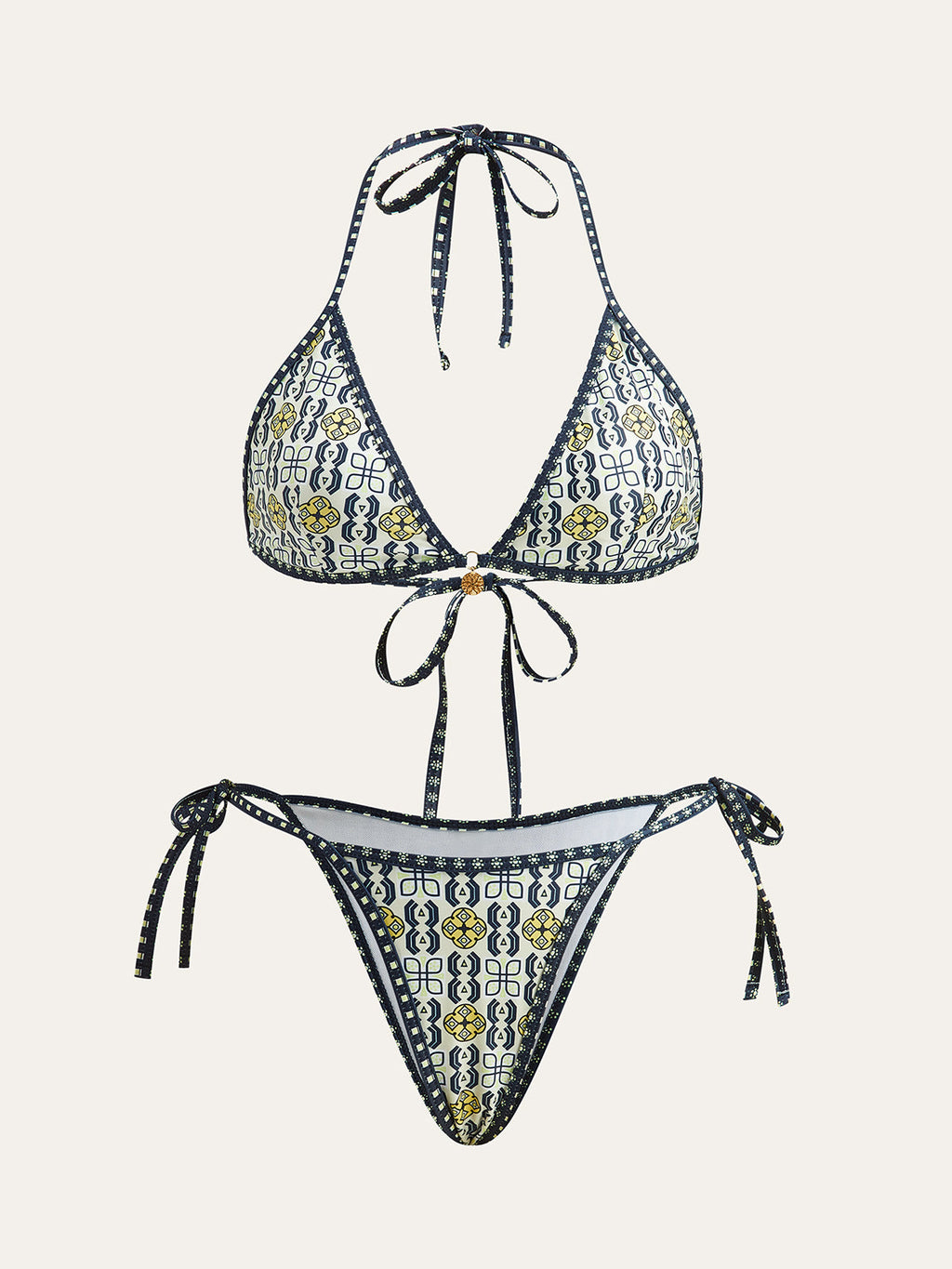 Desenli Halter Yaka Bikini Seti