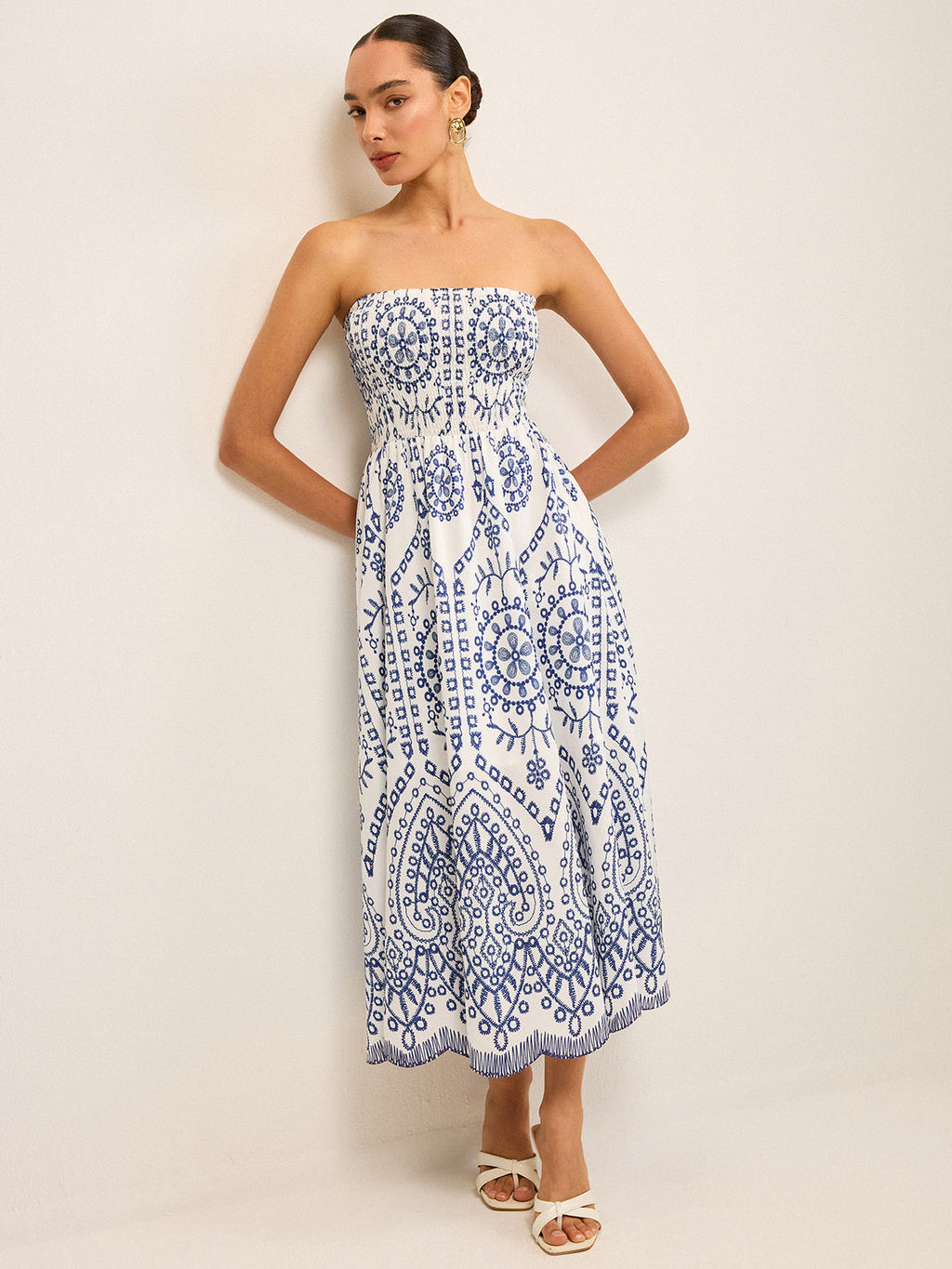 Straplez Boho Maxi Elbise