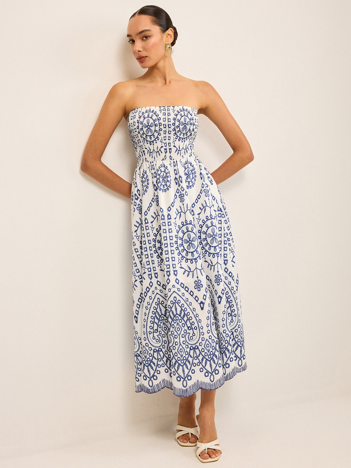Straplez Boho Maxi Elbise