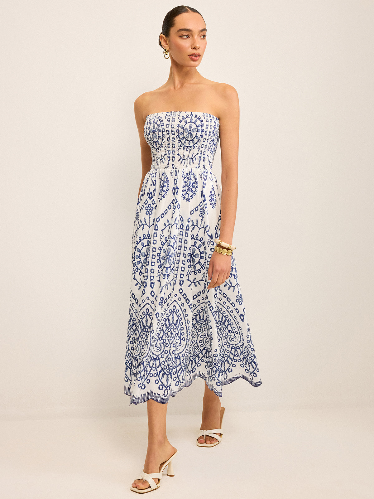 Straplez Boho Maxi Elbise