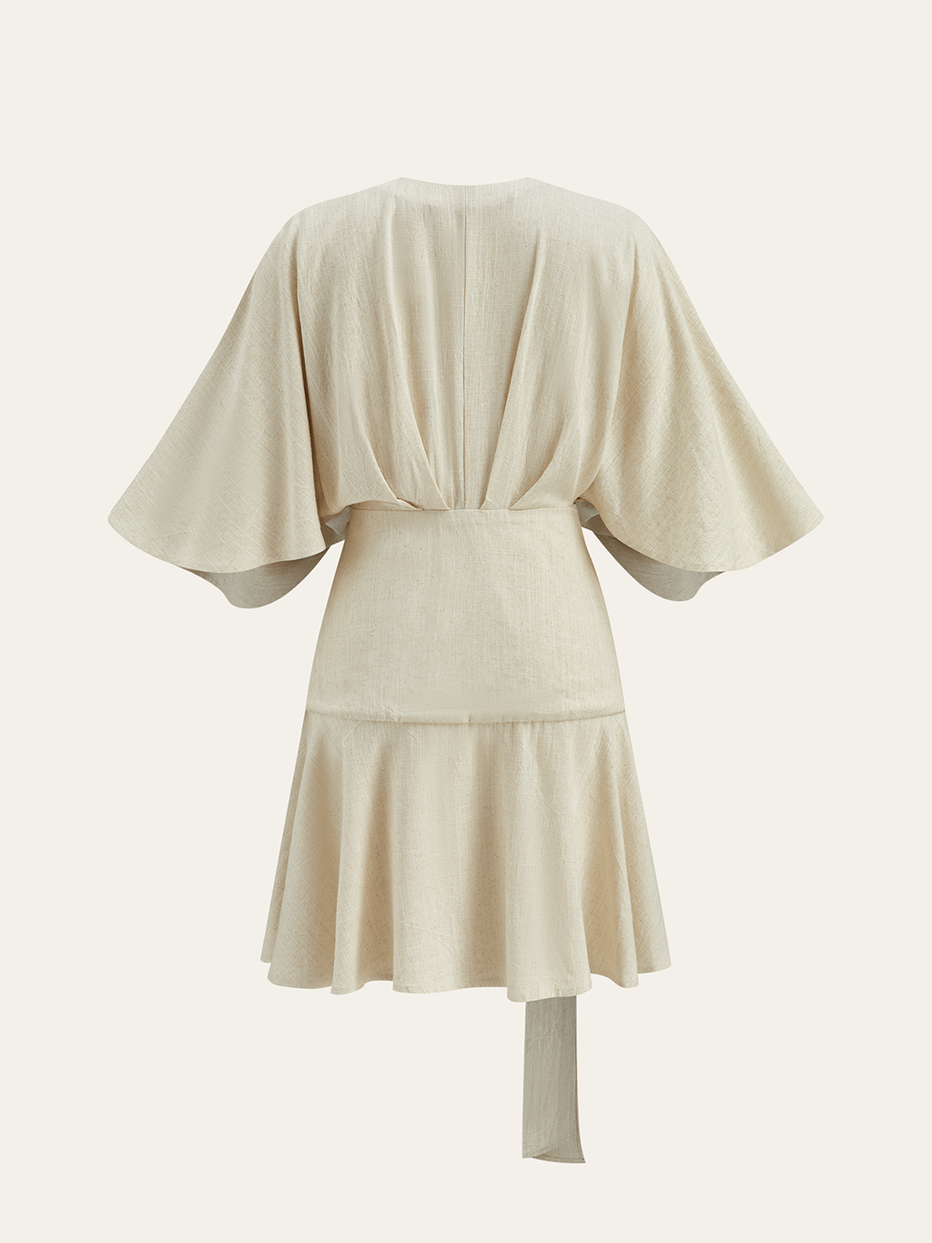 Pamuklu ve Keten Kimono Kollu Anvelop Elbise
