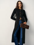 Önden Düğmeli Maxi Triko Cardigan Elbise