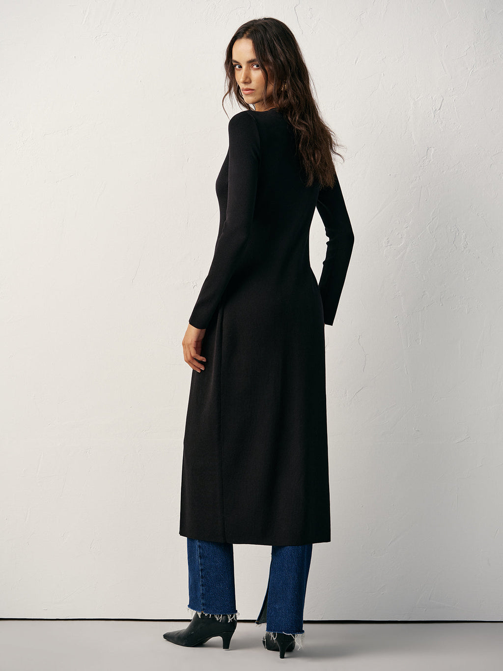 Önden Düğmeli Maxi Triko Cardigan Elbise