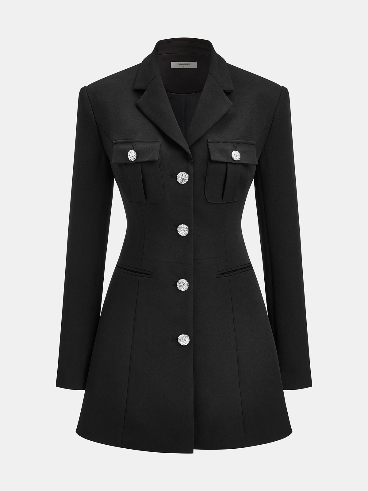 Düğmeli Yakalı Terzi Kesim Blazer Elbise