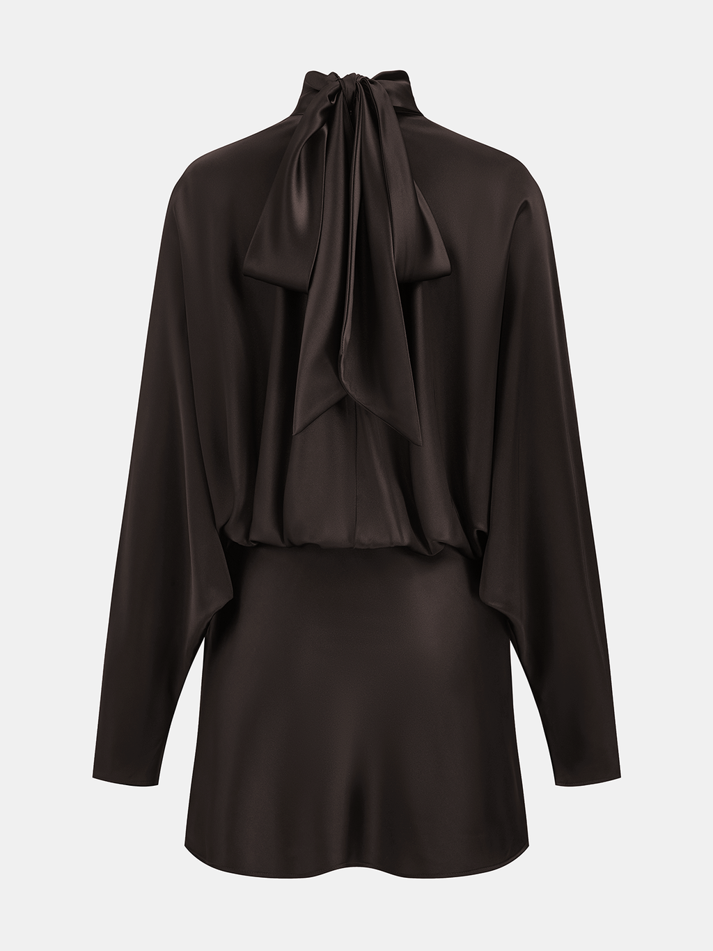 Draped Saten Boyundan Bağlamalı Mini Elbise