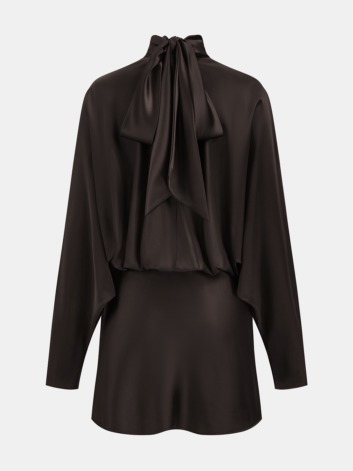 Draped Saten Boyundan Bağlamalı Mini Elbise