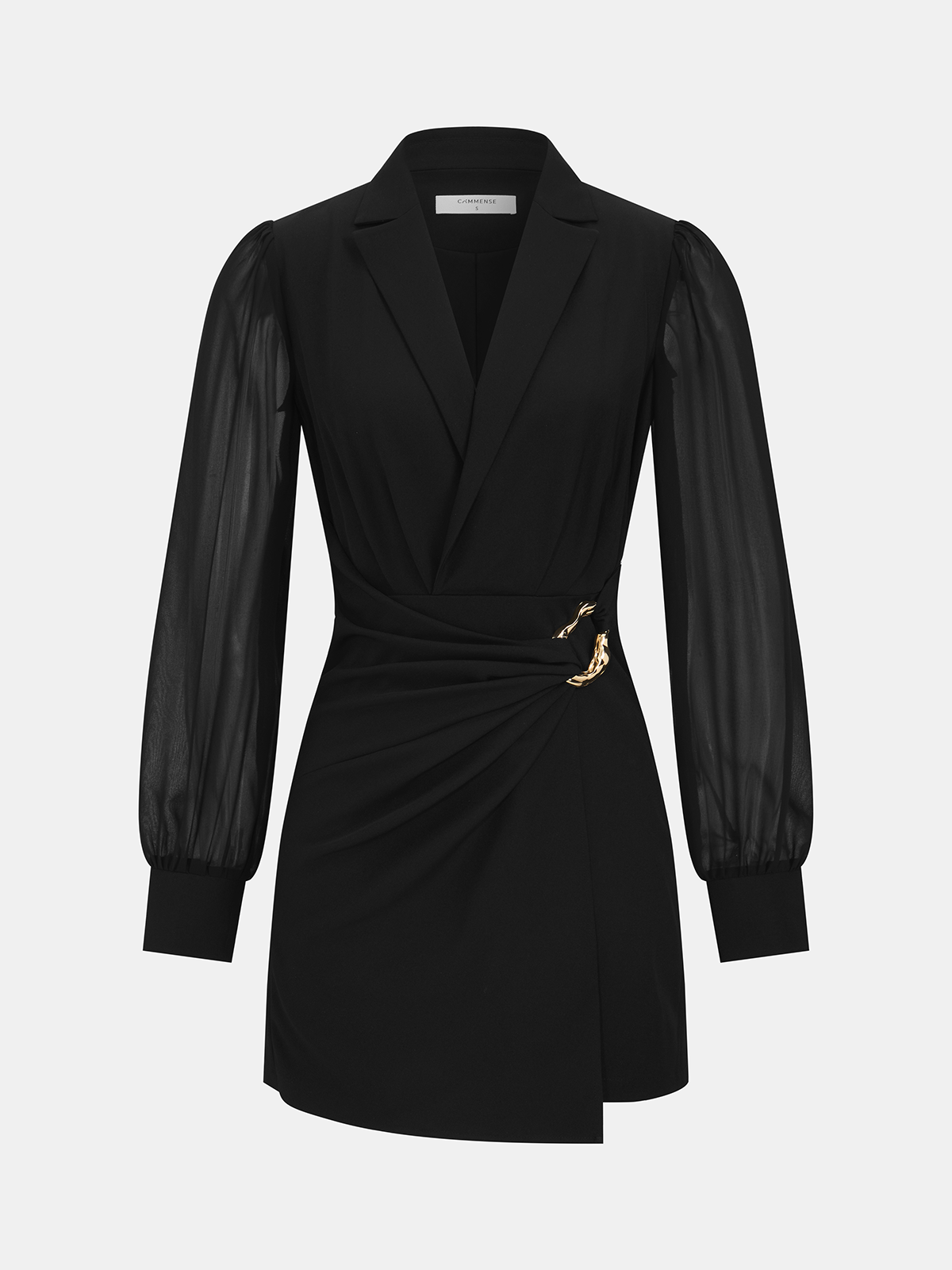 Transparan Kollu Metal Tokalı Blazer Elbise