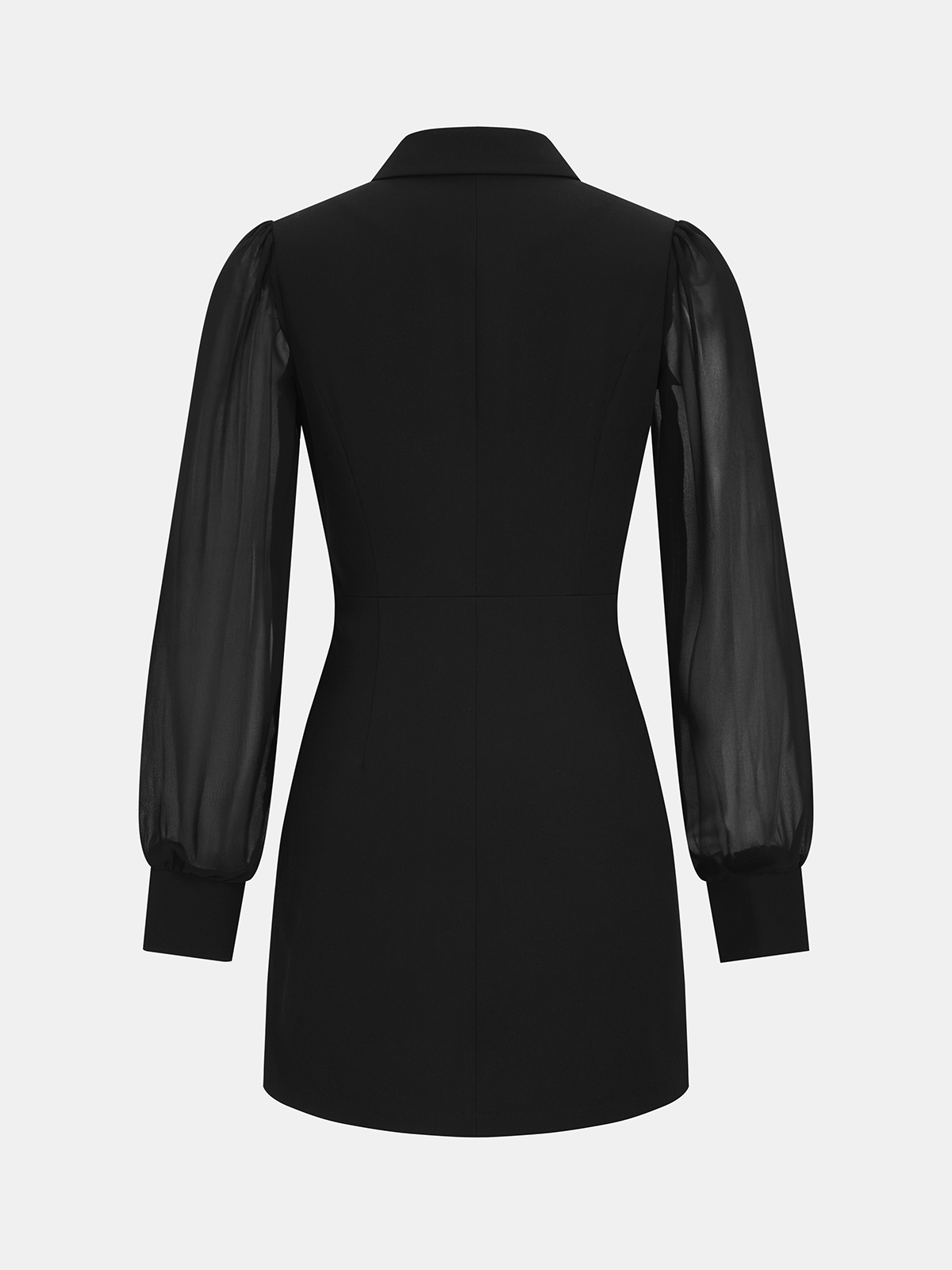 Transparan Kollu Metal Tokalı Blazer Elbise