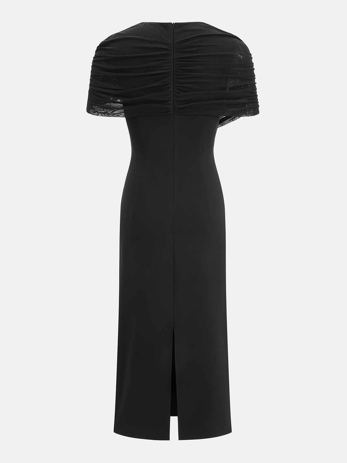 Draped File Pelerin Kollu Maxi Elbise