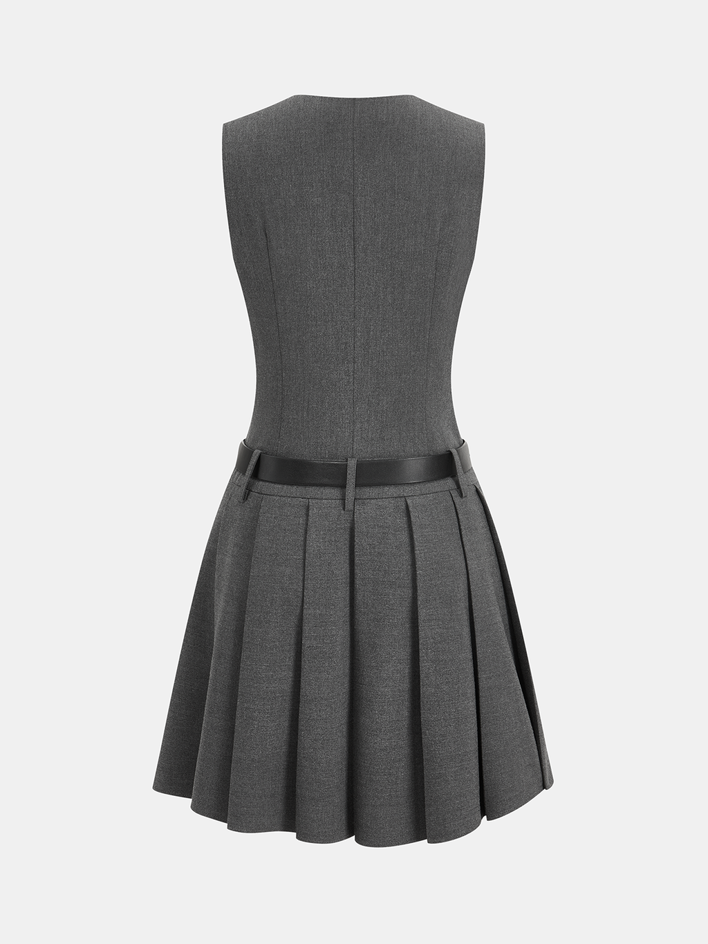 Kemerli Kolsuz Pileli Blazer Elbise