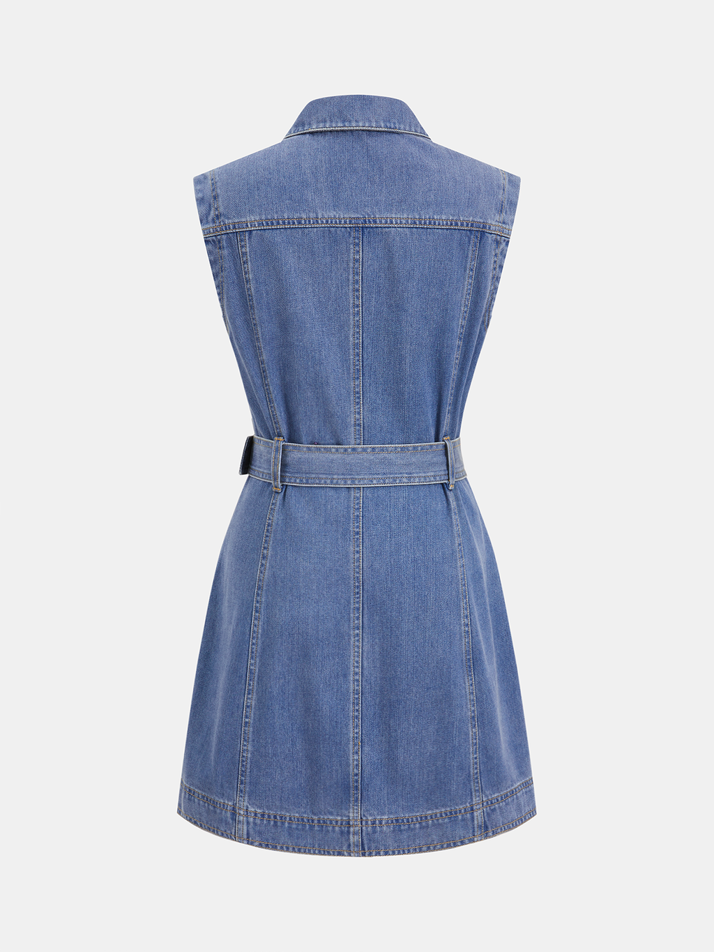 Kemerli Denim Kolsuz Gömlek Elbise