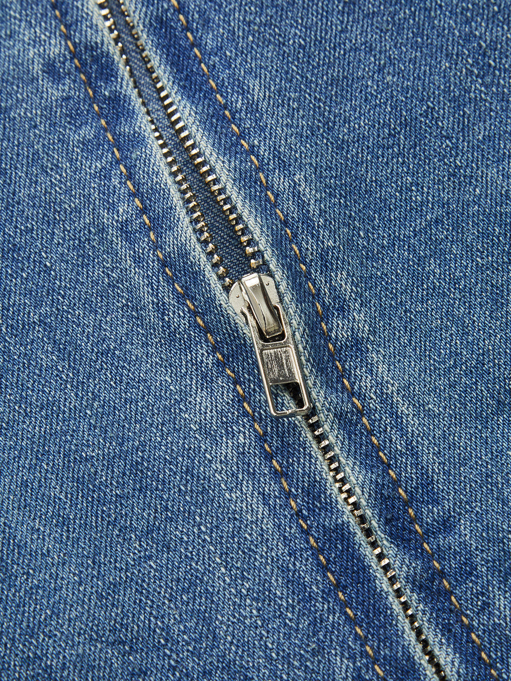 Halter Yaka Sırt Dekolteli Denim Midi Elbise