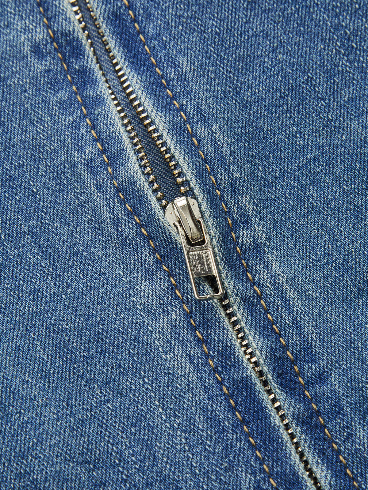 Halter Yaka Sırt Dekolteli Denim Midi Elbise