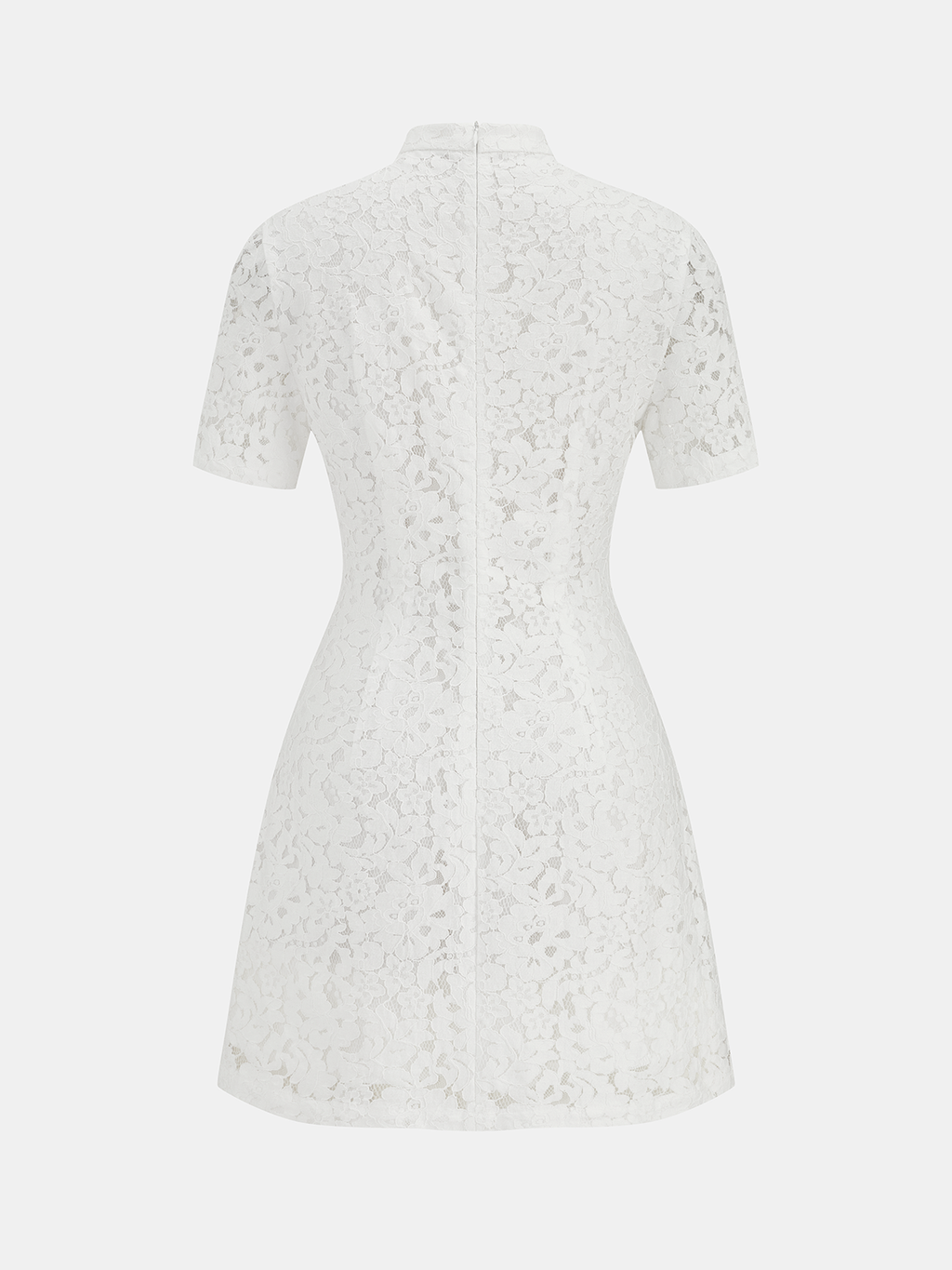 Cheongsam Stili Dantelli Kısa Kollu Elbise