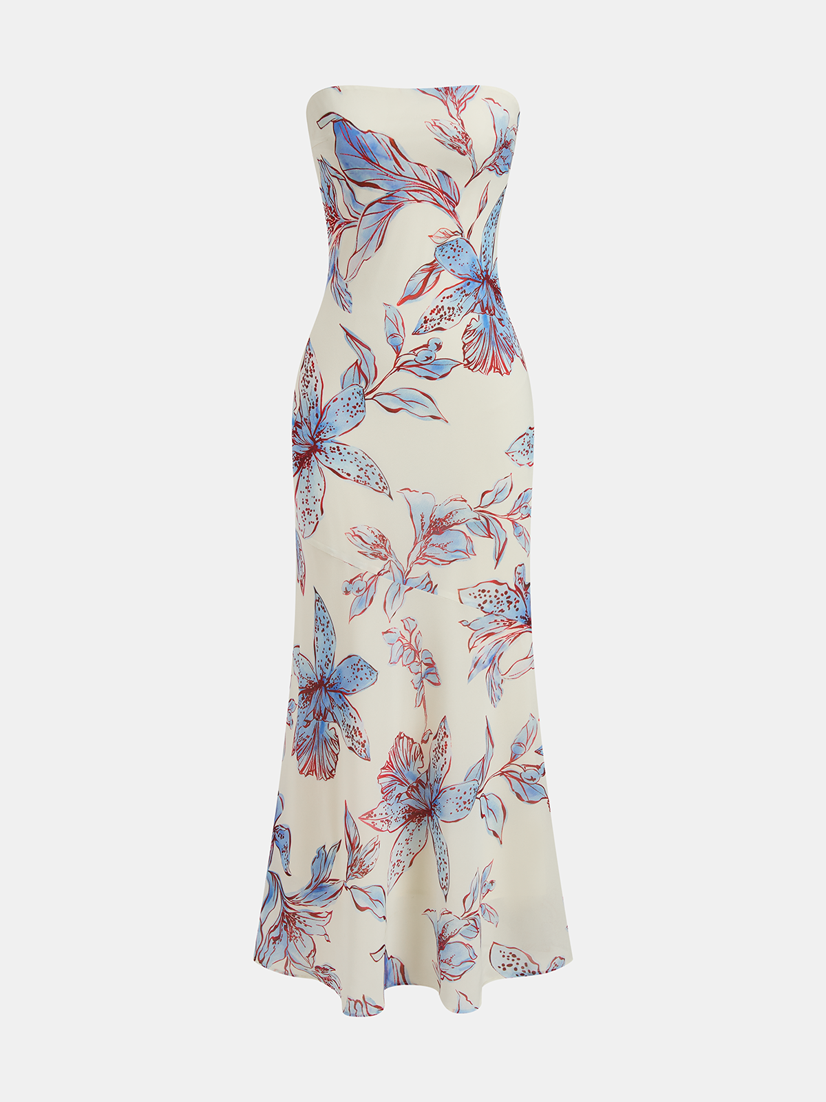 Çiçek Desenli Halter Yaka Maxi Elbise