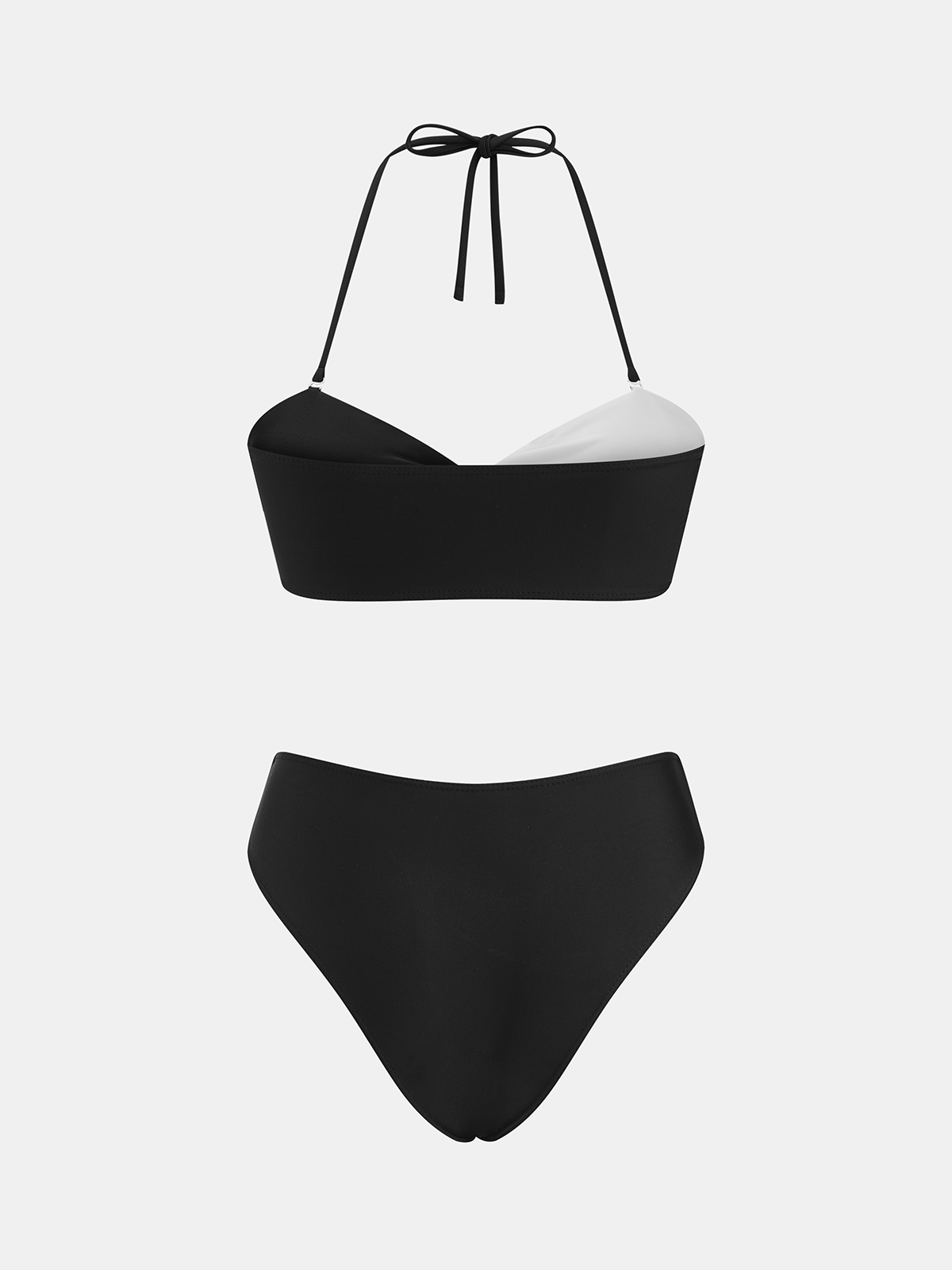 İki Renkli Önü Düğümlü Halter Yaka Bikini Seti