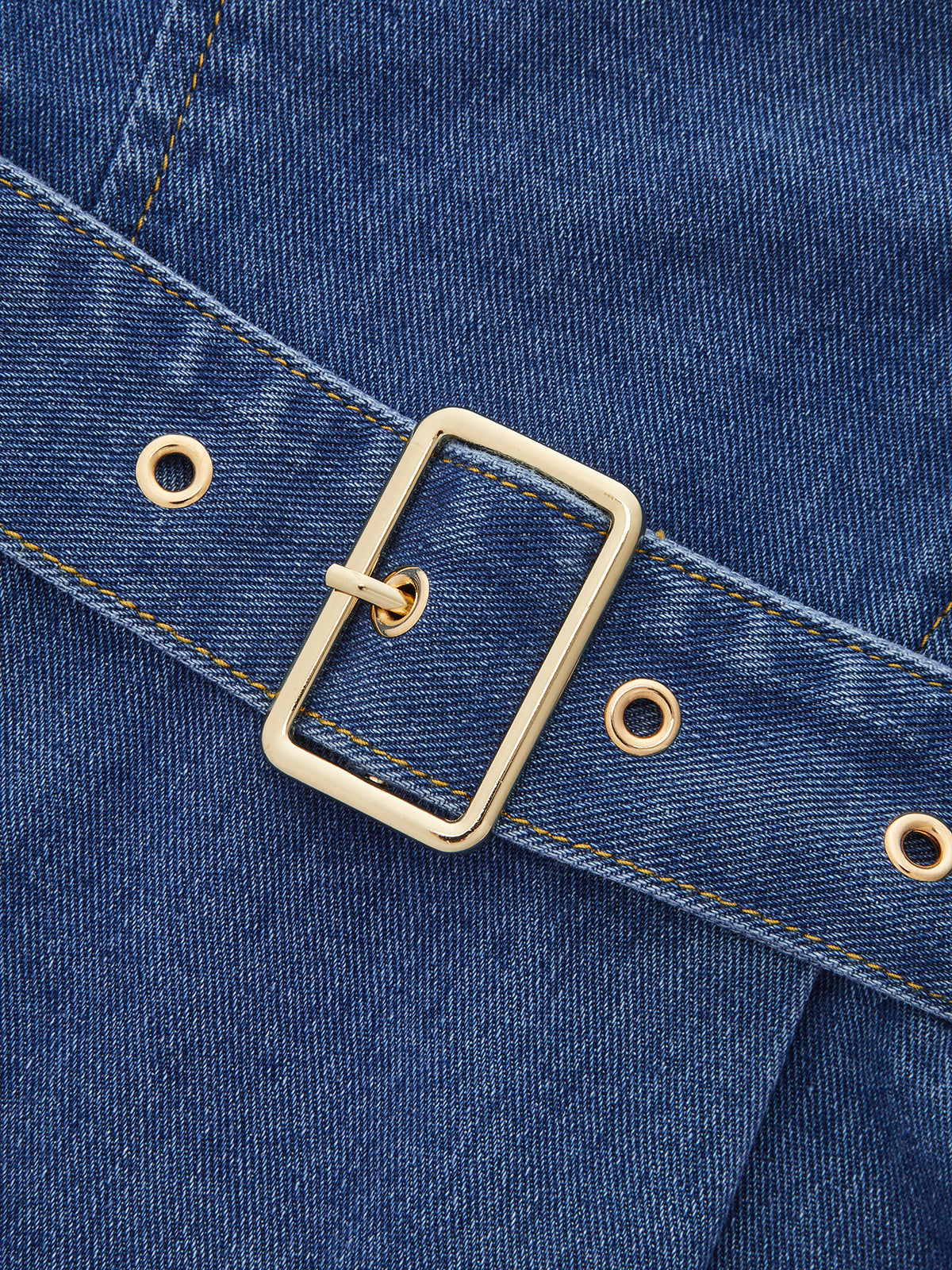 Kemerli Denim İnce Askılı Mini Elbise