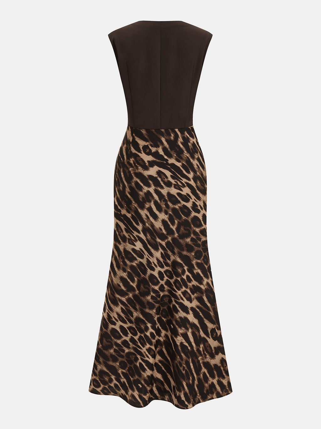 Kolsuz Leopar Desenli Maxi Elbise